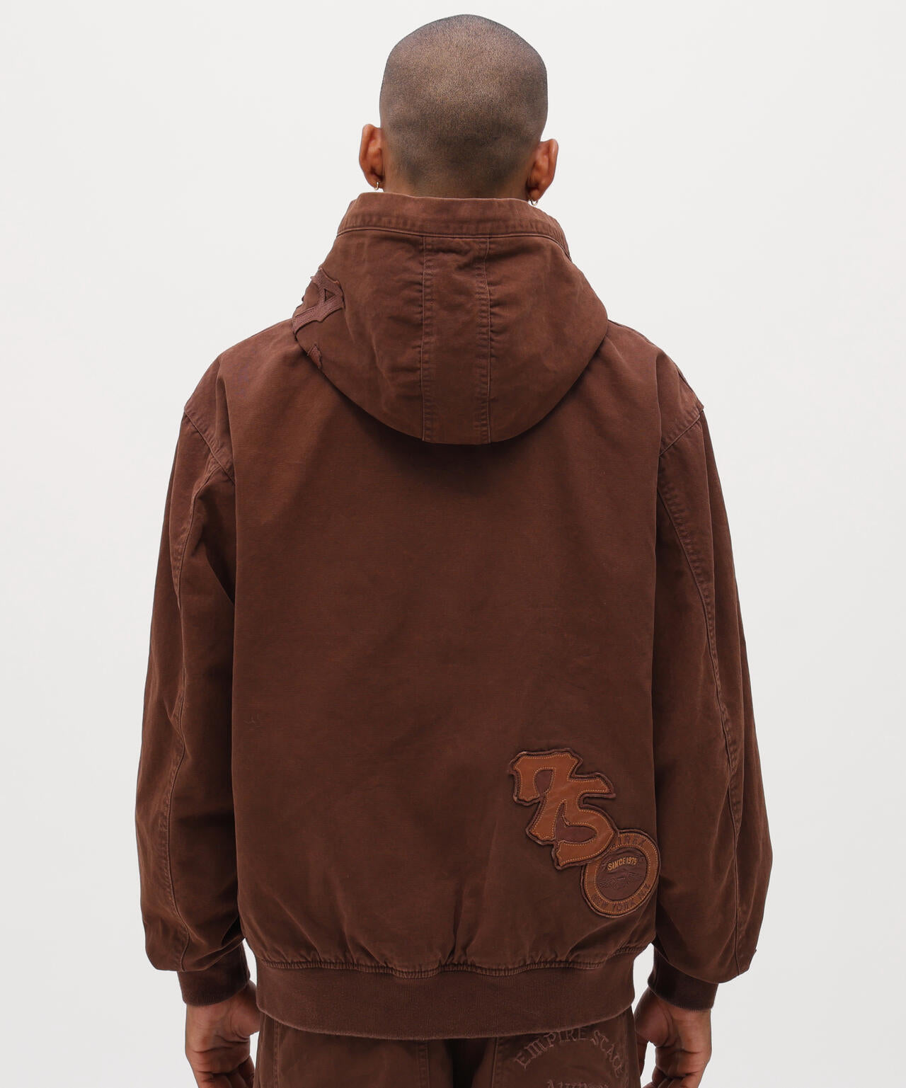 LEATHER PATCH DUCK HOOD JACKET