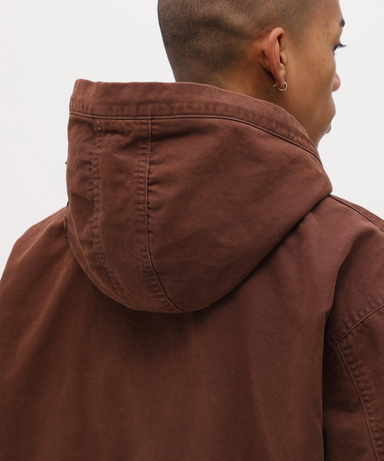 LEATHER PATCH DUCK HOOD JACKET