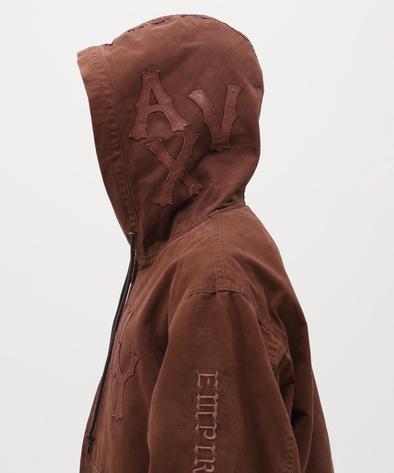 LEATHER PATCH DUCK HOOD JACKET