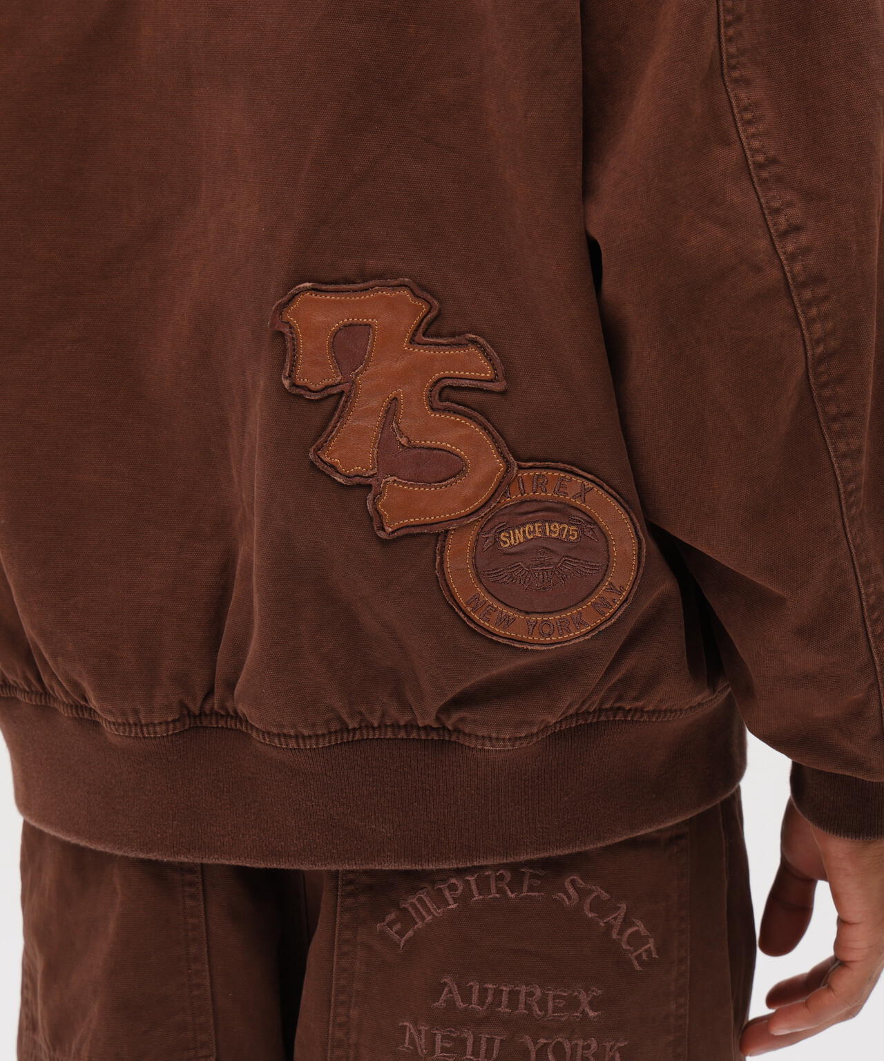 LEATHER PATCH DUCK HOOD JACKET