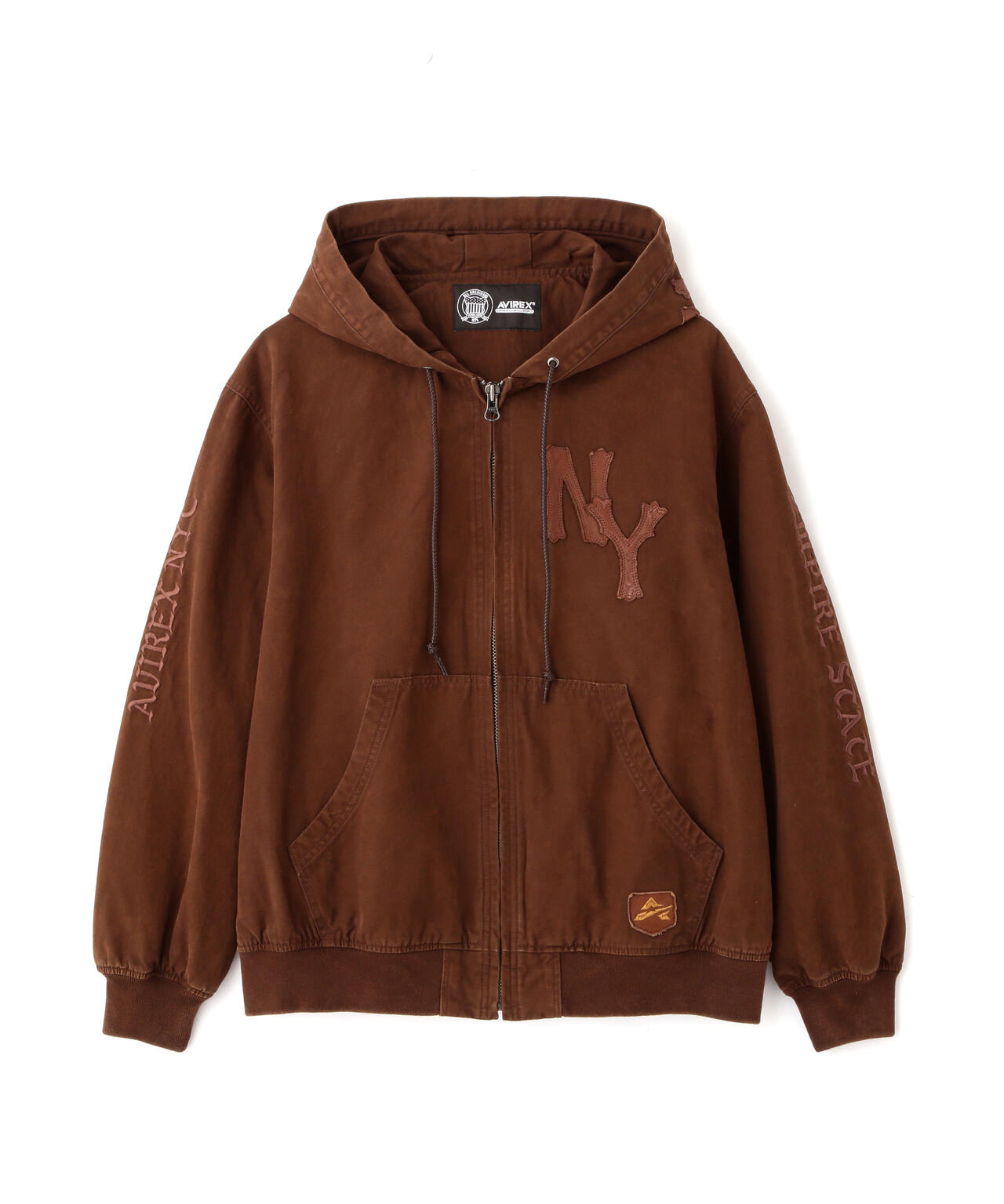LEATHER PATCH DUCK HOOD JACKET