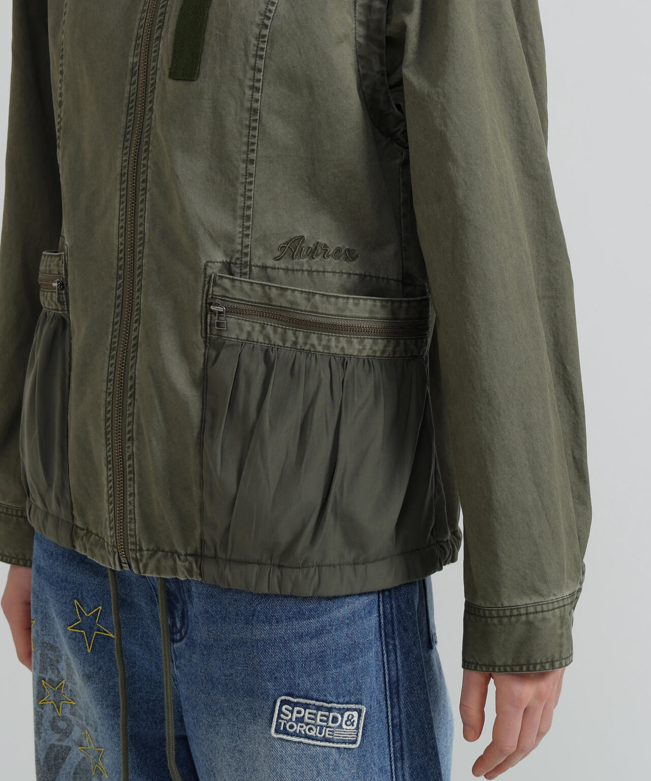 《WOMAN》MILITARY ZIP POCKET DETACHABLE JACKET