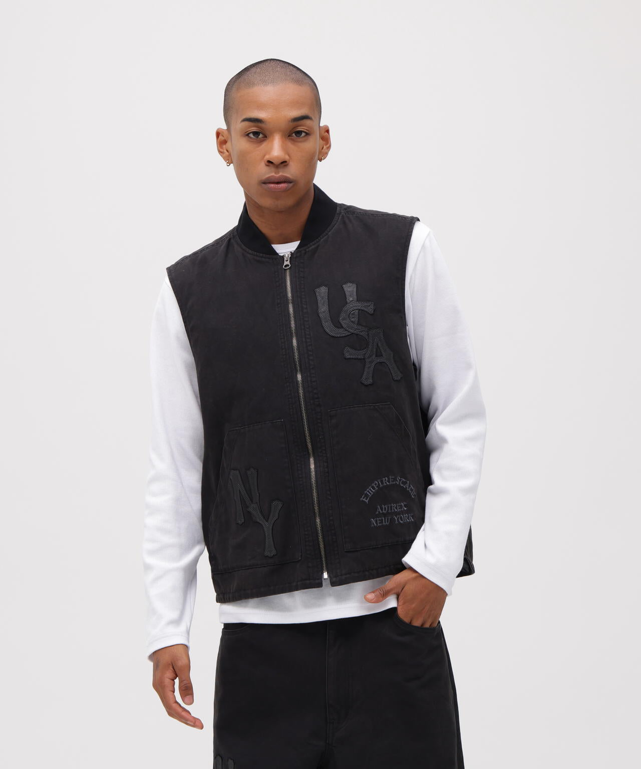 LEATHER PATCH DUCK VEST