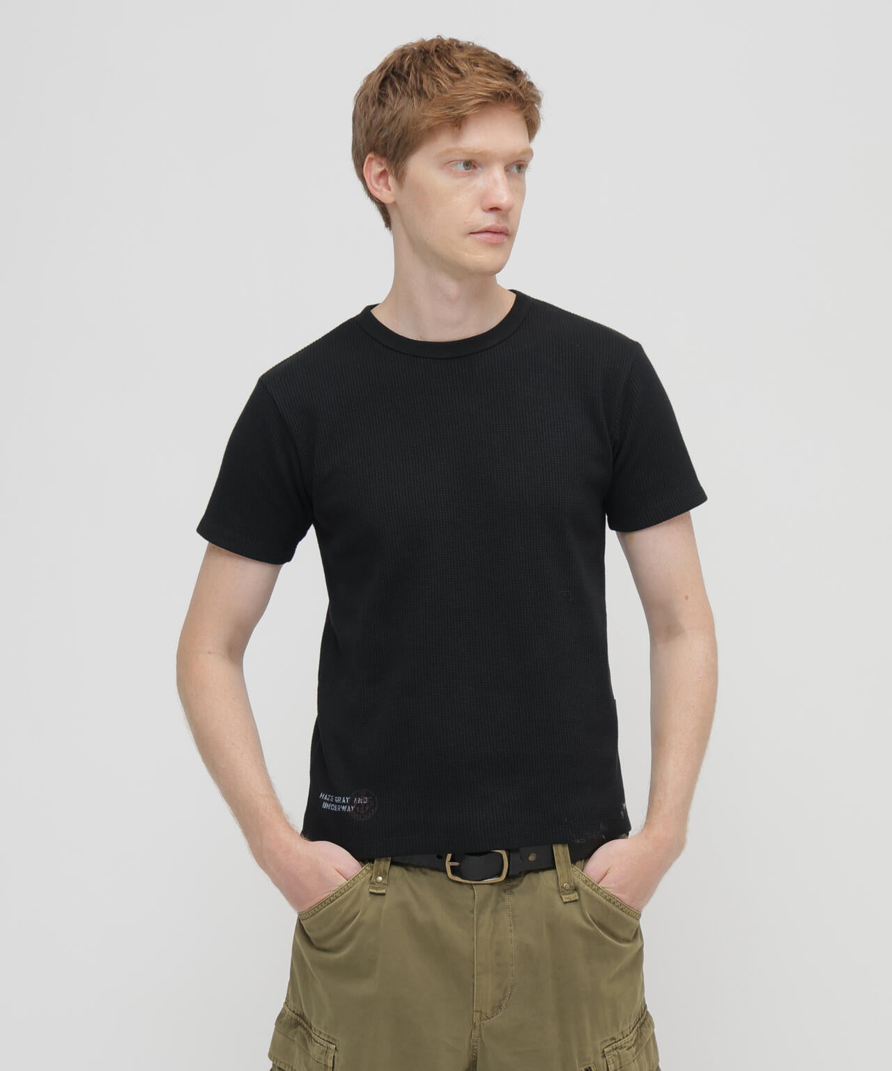 MINI WAFFLE C-NECK T-SHIRT U.S.N.