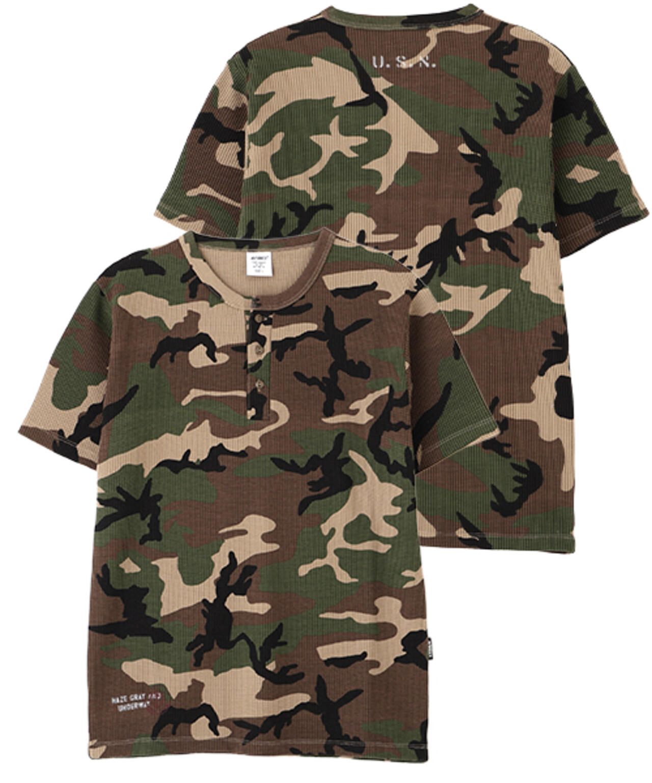 MINI WAFFLE HENRY NECK T-SHIRT U.S.N.
