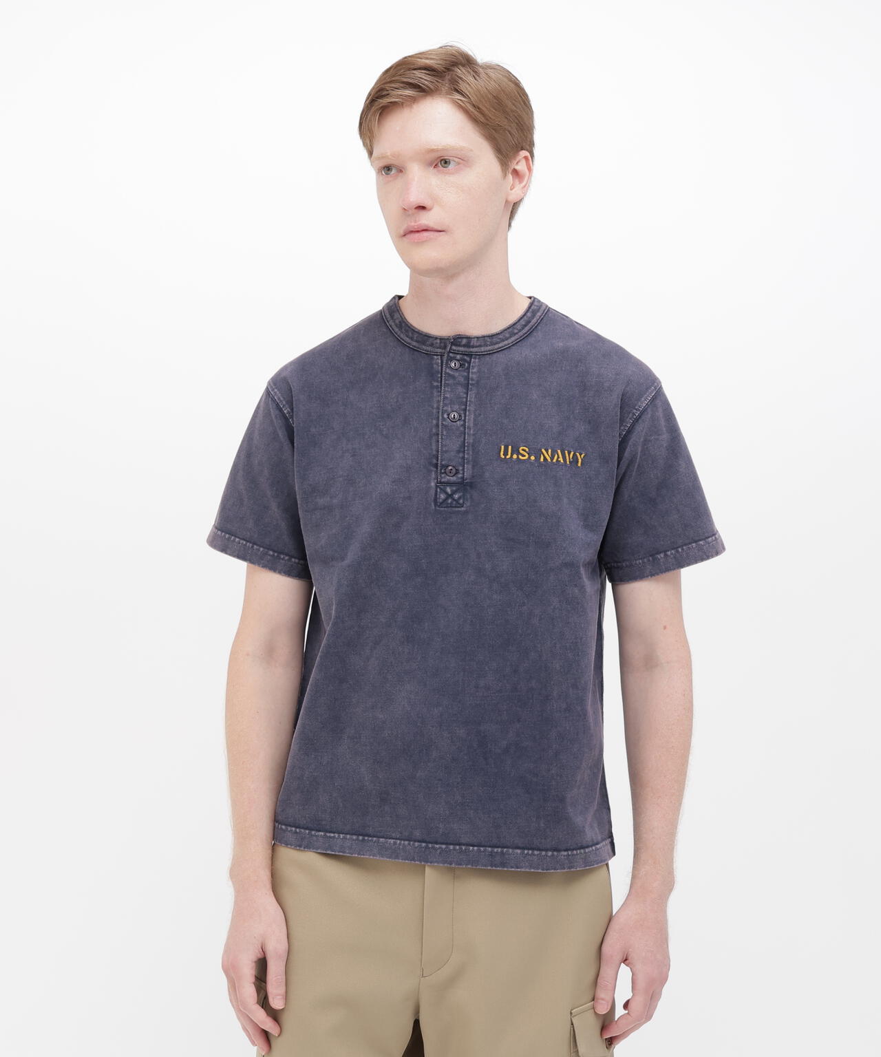 《NAVAL COLLECTION》SHORT SLEEVE HENLEY T-SHIRT ”FLY FOR NAVY”