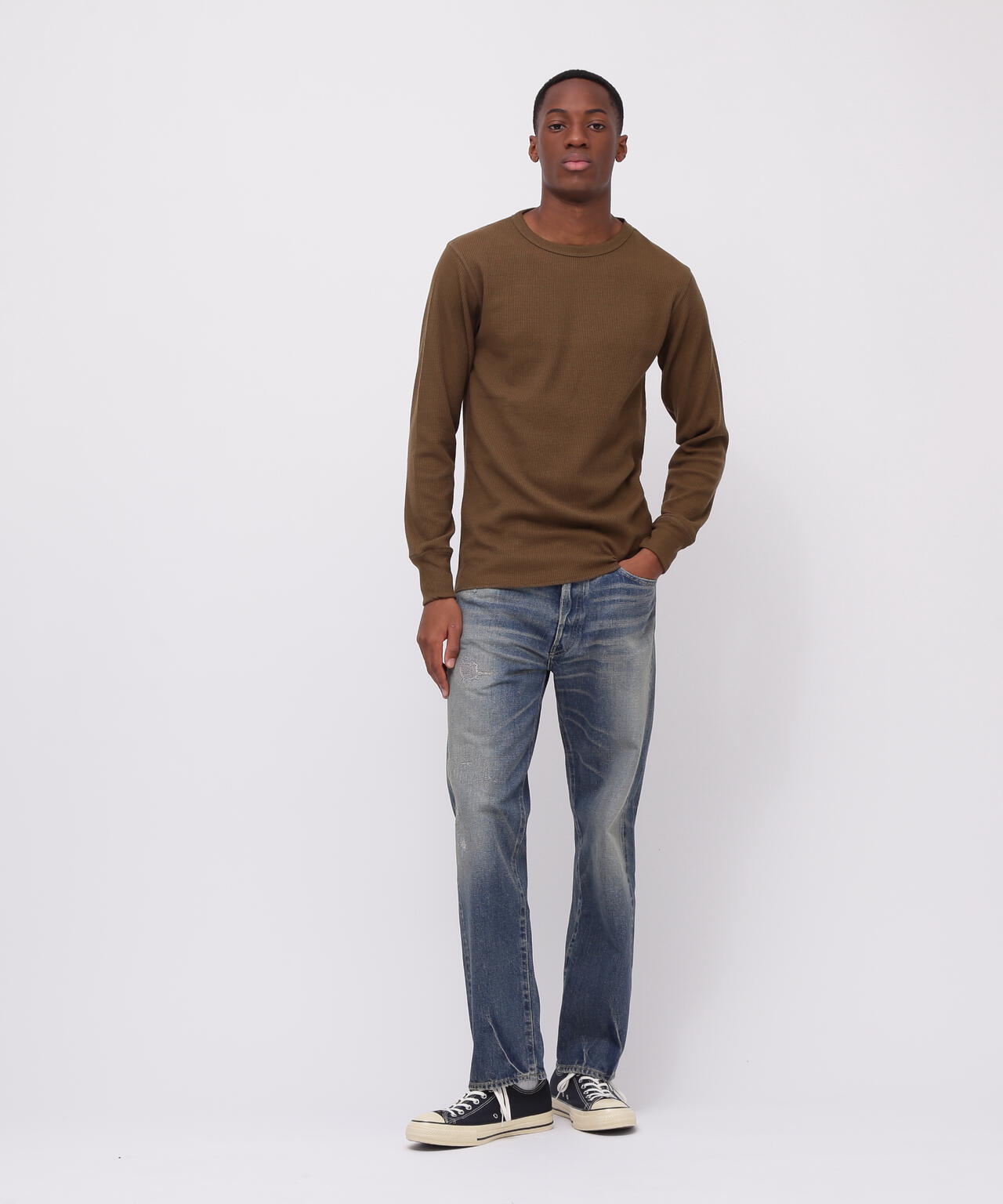 《DAILY/デイリー》L/S THERMAL CREW NECK T-SHIRT