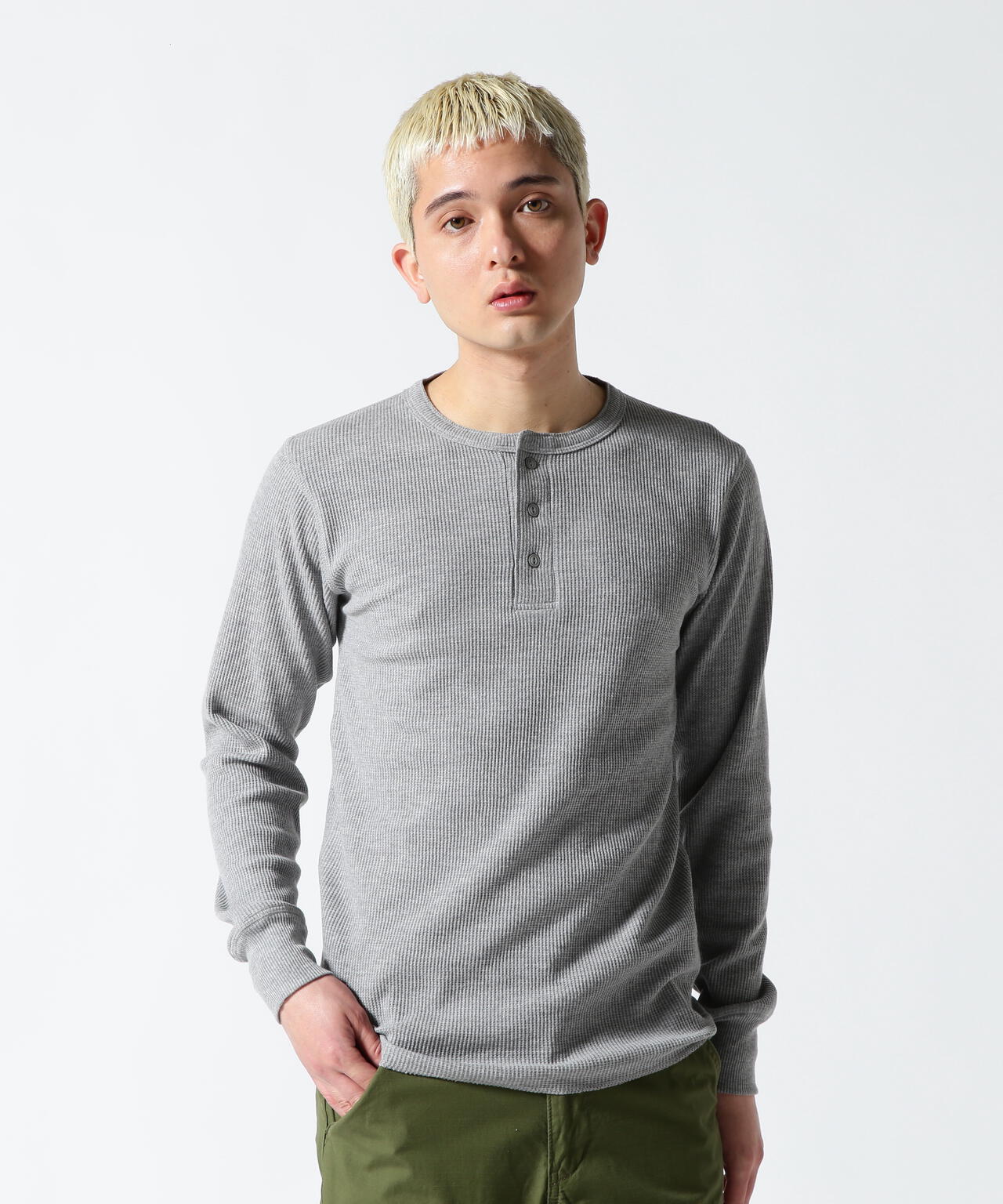 《DAILY/デイリー》L/S THERMAL HENLEY NECK T-SHIRT