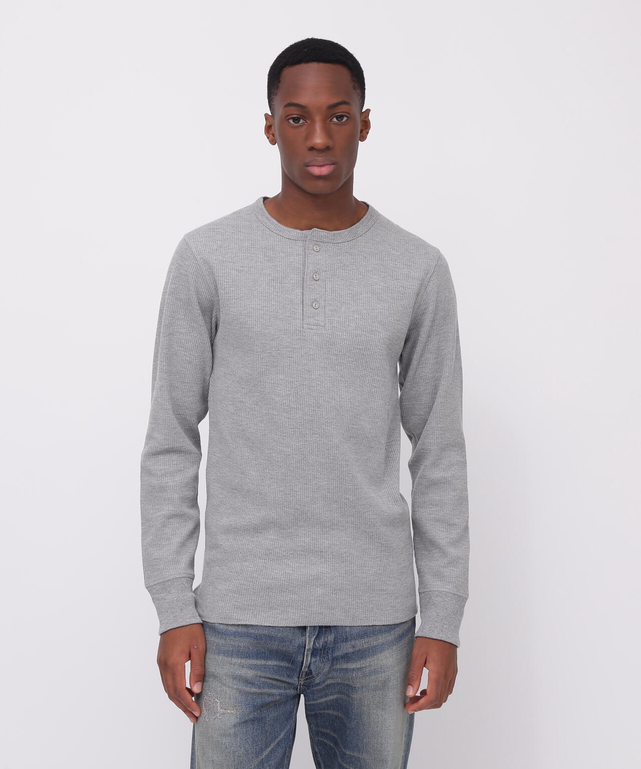 《DAILY/デイリー》L/S THERMAL HENLEY NECK T-SHIRT