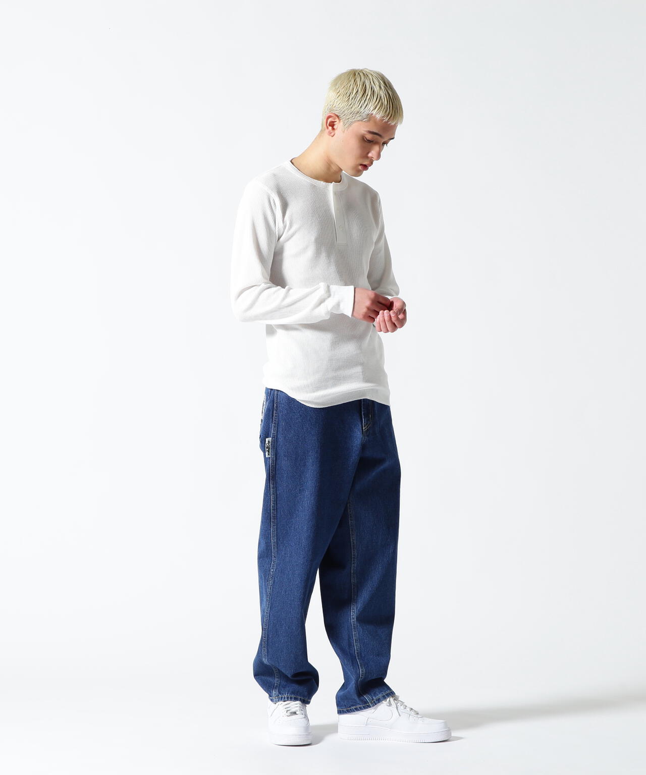 《DAILY/デイリー》L/S THERMAL HENLEY NECK T-SHIRT