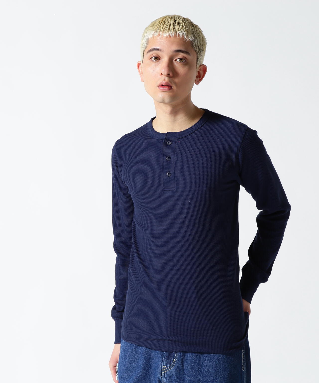 《DAILY/デイリー》L/S THERMAL HENLEY NECK T-SHIRT