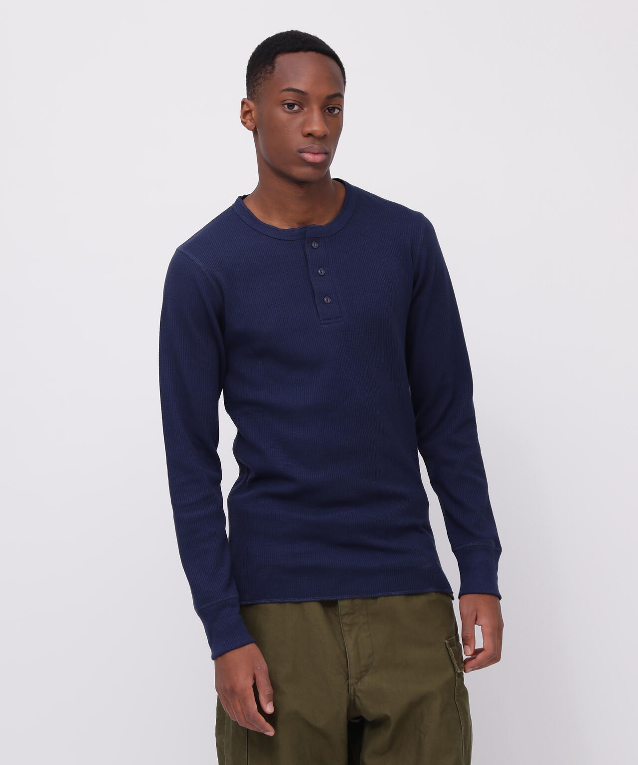 《DAILY/デイリー》L/S THERMAL HENLEY NECK T-SHIRT