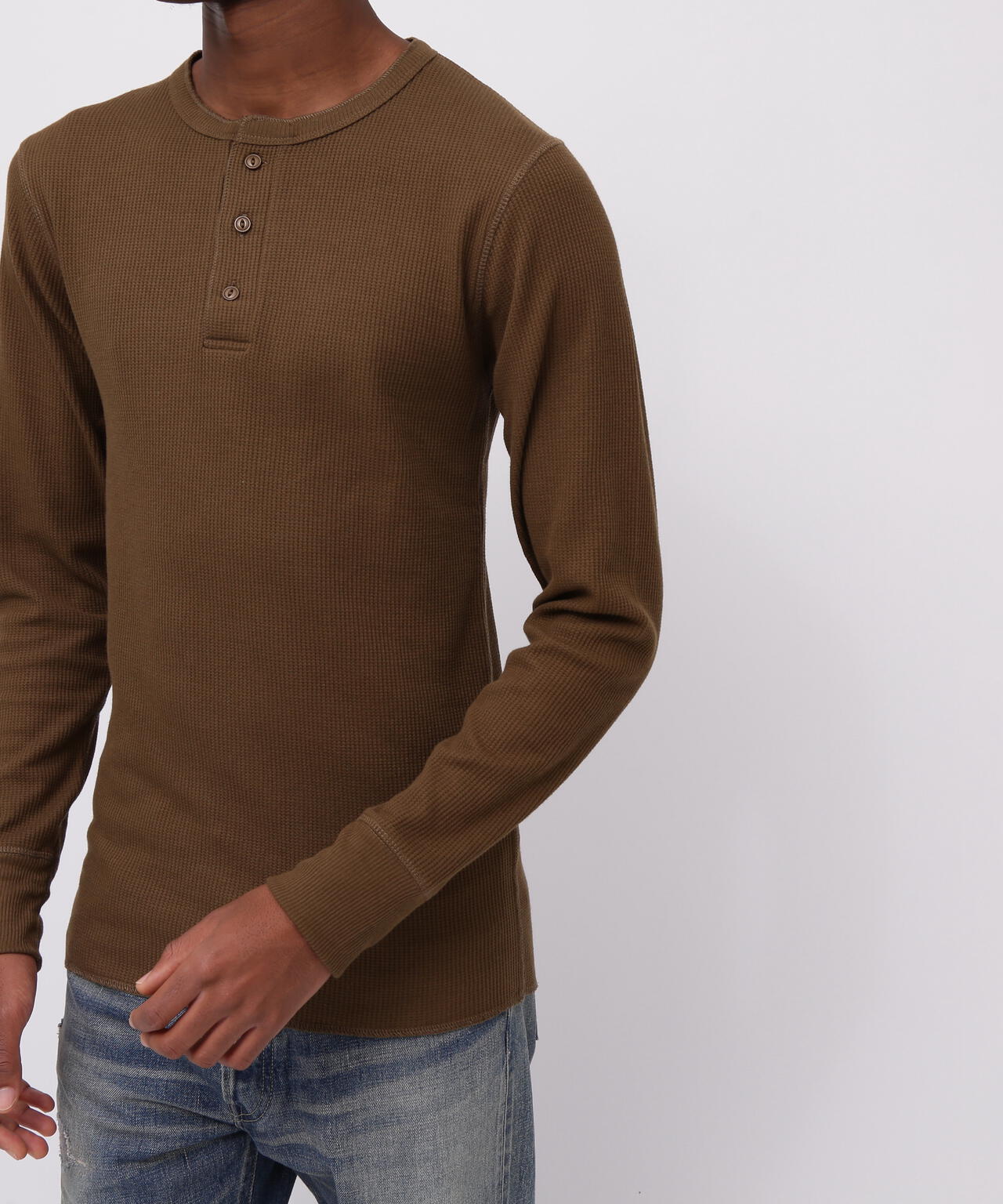 《DAILY/デイリー》L/S THERMAL HENLEY NECK T-SHIRT