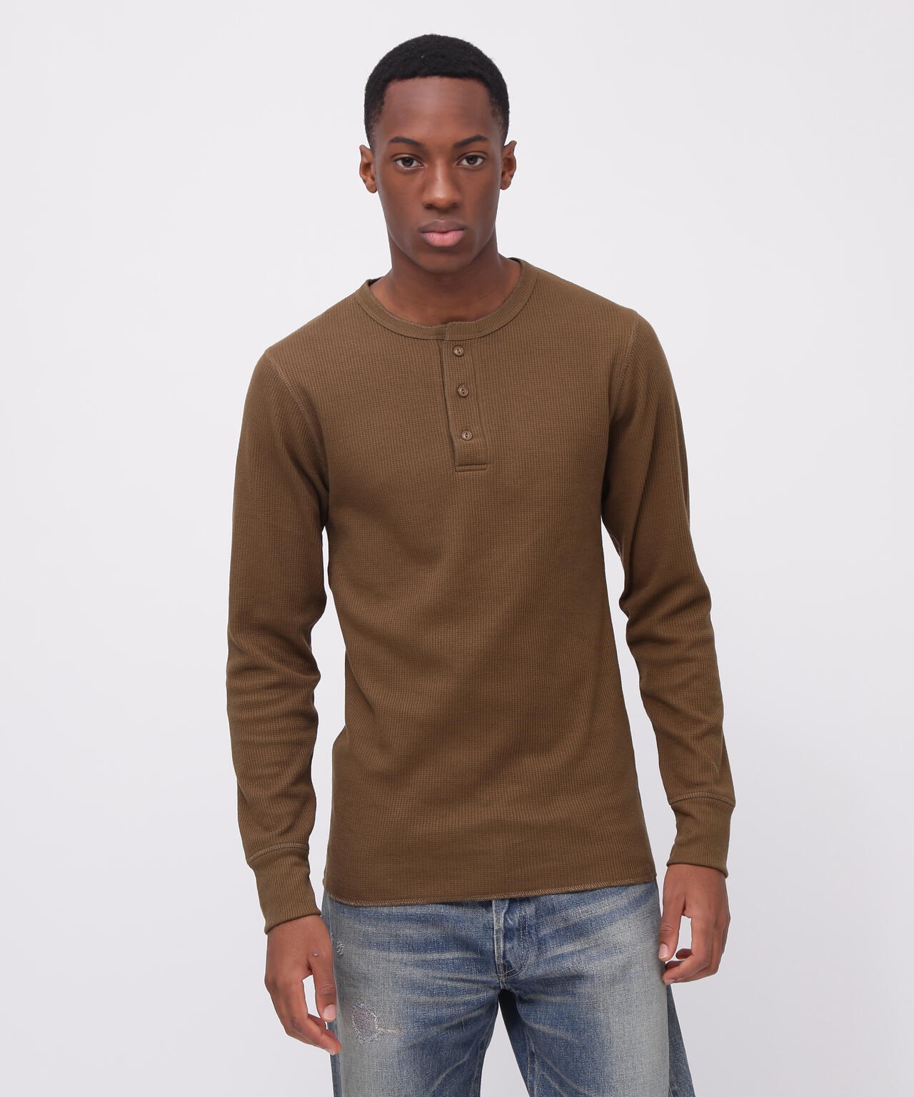《DAILY/デイリー》L/S THERMAL HENLEY NECK T-SHIRT