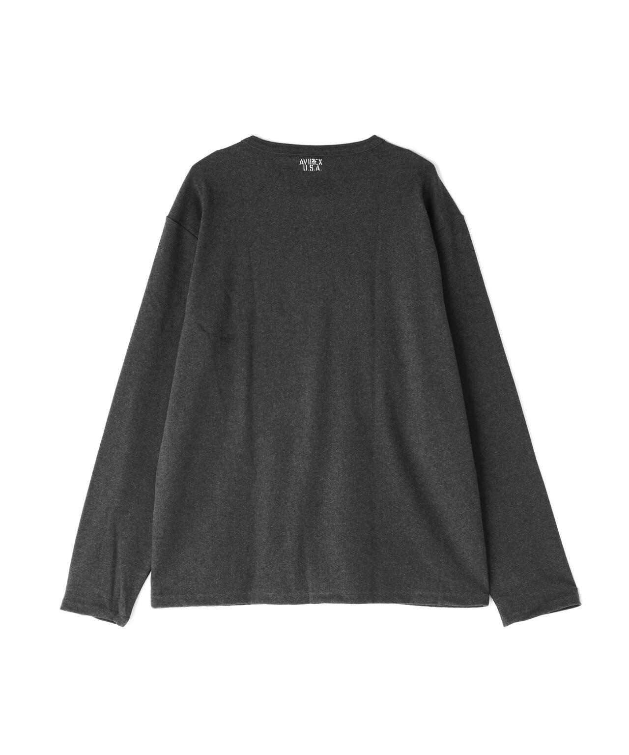 《DAILY/デイリー》BIG SIZE RIB L/S HENLEY NECK T-SHIRT