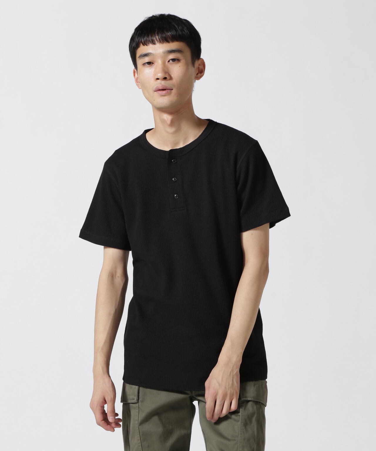 《DAILY/デイリー》THERMAL HENLEY NECK T-SHIRT