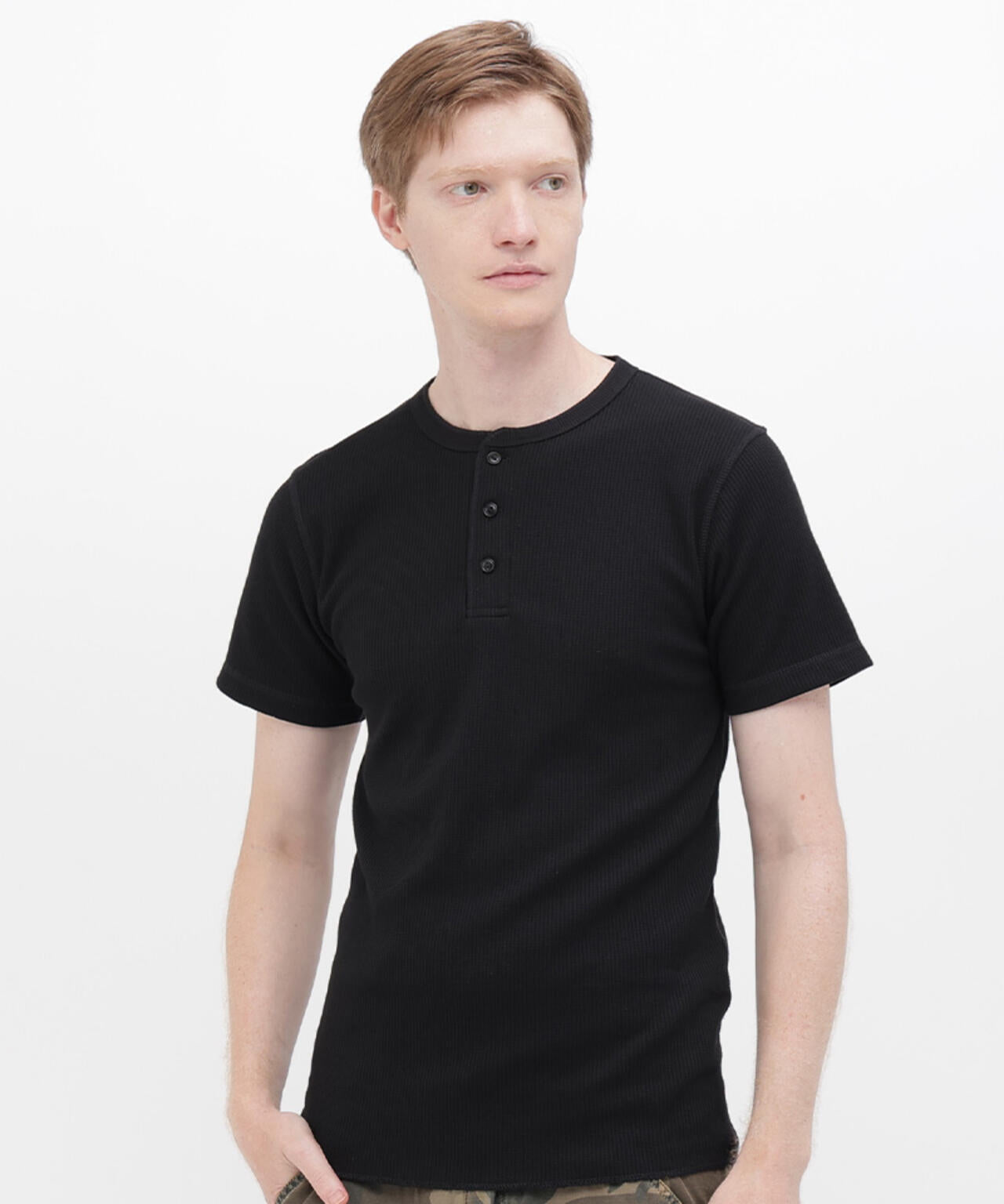 《DAILY/デイリー》THERMAL HENLEY NECK T-SHIRT