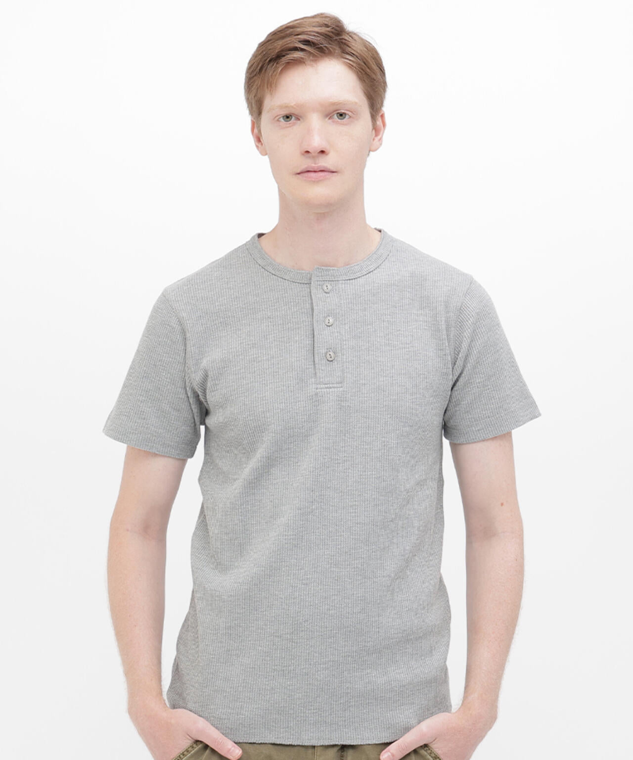 《DAILY/デイリー》THERMAL HENLEY NECK T-SHIRT