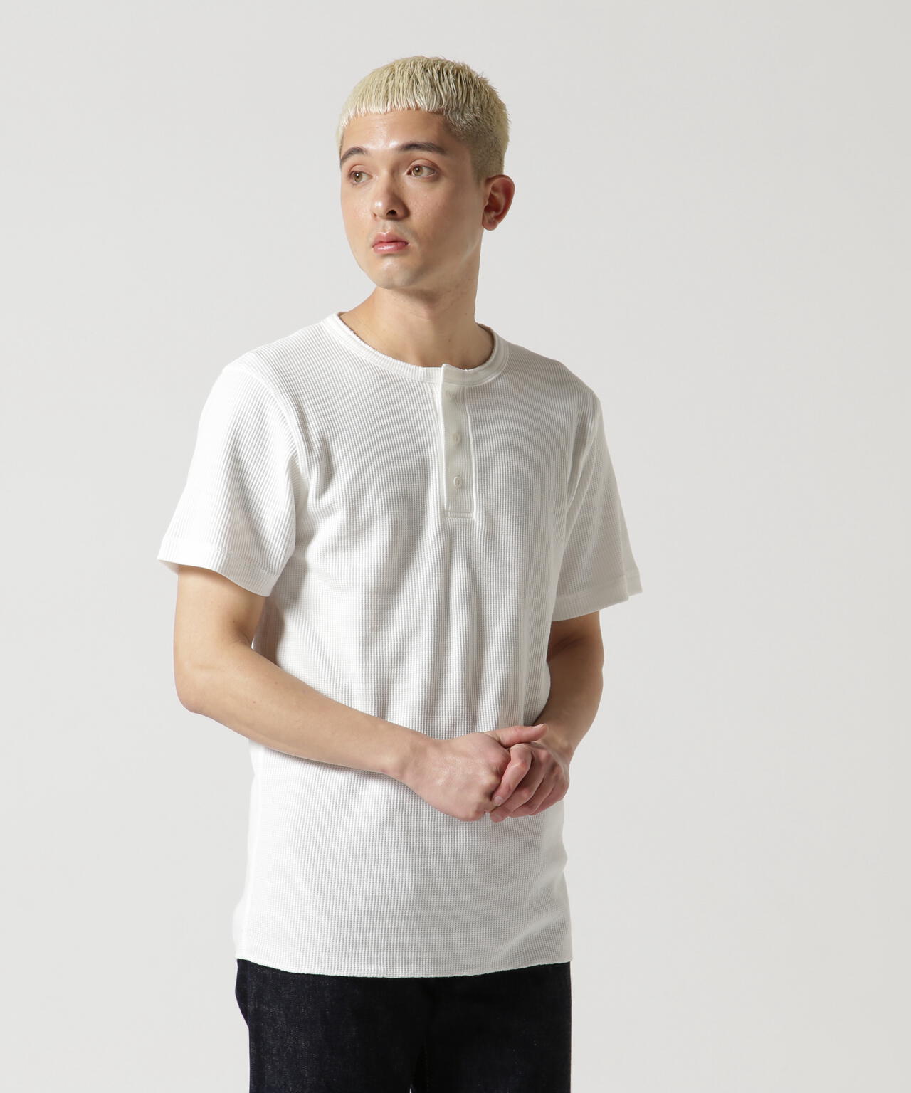 《DAILY/デイリー》THERMAL HENLEY NECK T-SHIRT