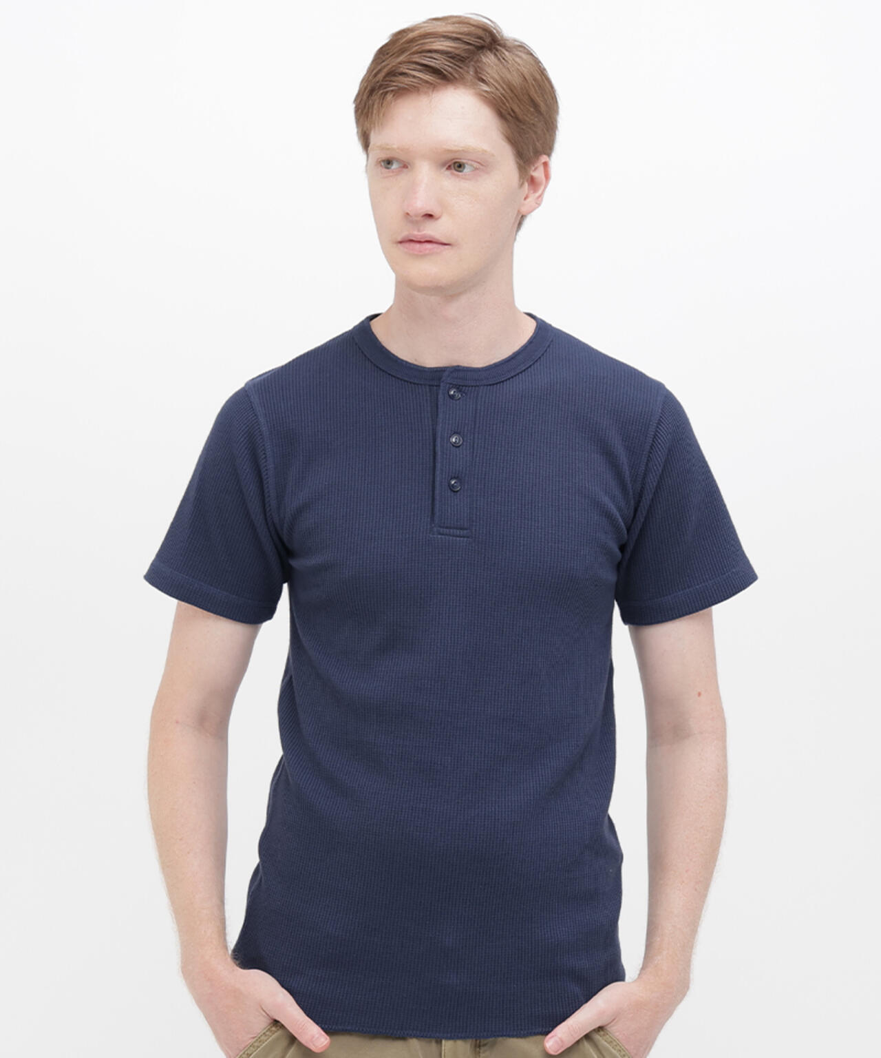 《DAILY/デイリー》THERMAL HENLEY NECK T-SHIRT