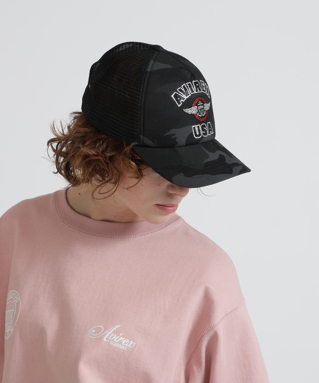 【直営店限定】RHINESTONE VARSITY LOGO MESH CAP