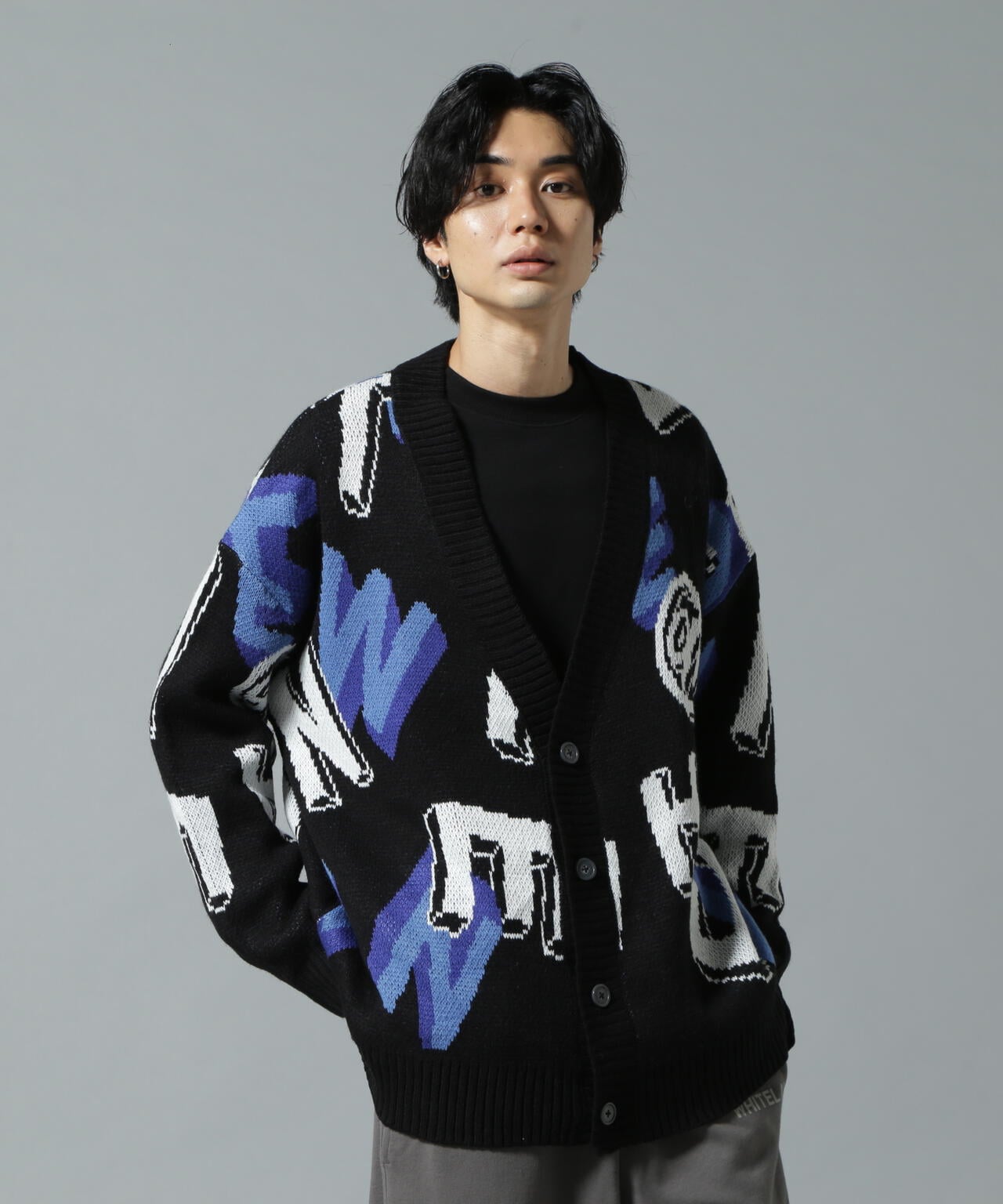 【WEB&DEPOT限定】WHITELAND/ホワイトランド/CARDIGAN/総柄カーディガン