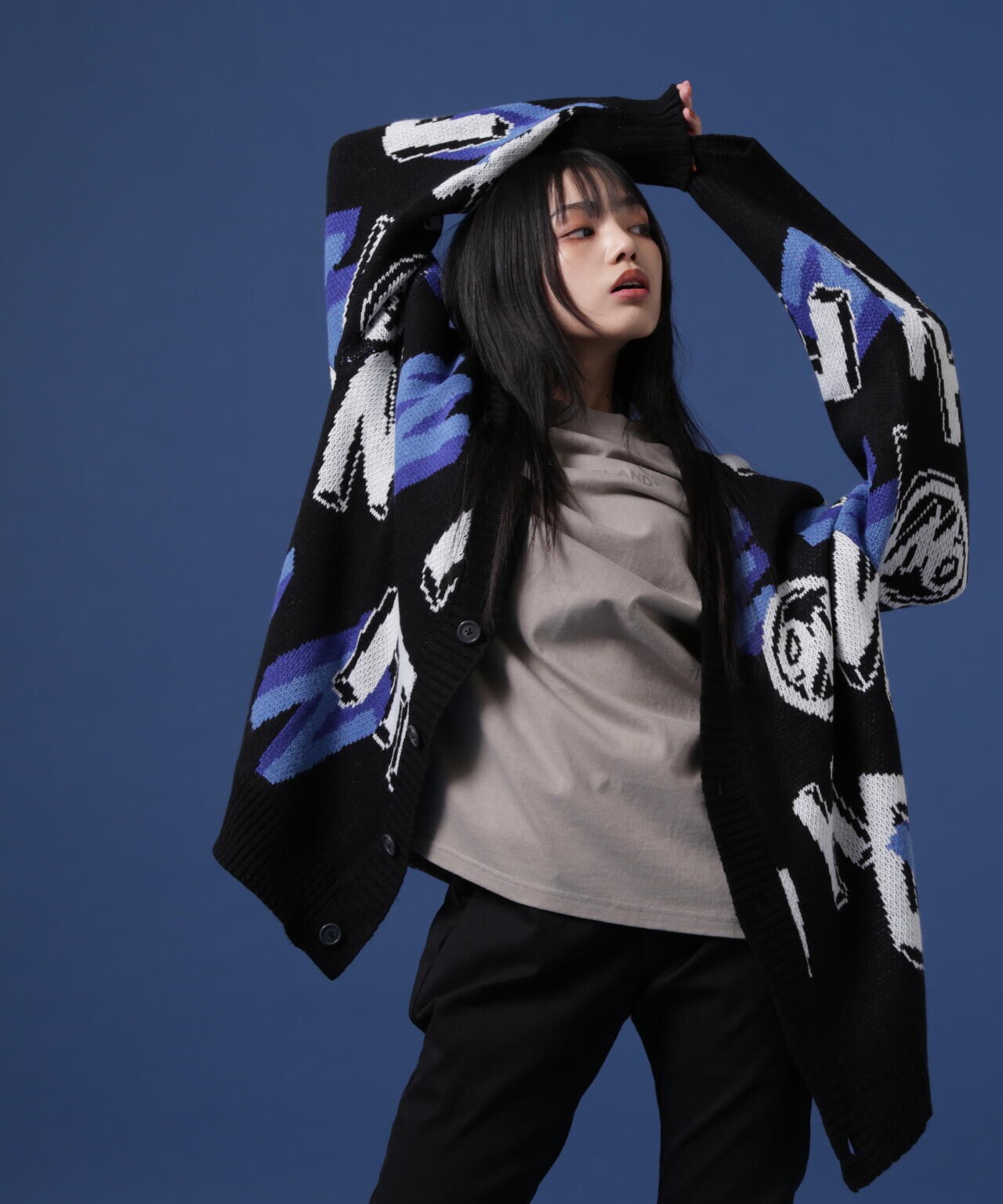【WEB&DEPOT限定】WHITELAND/ホワイトランド/CARDIGAN/総柄カーディガン