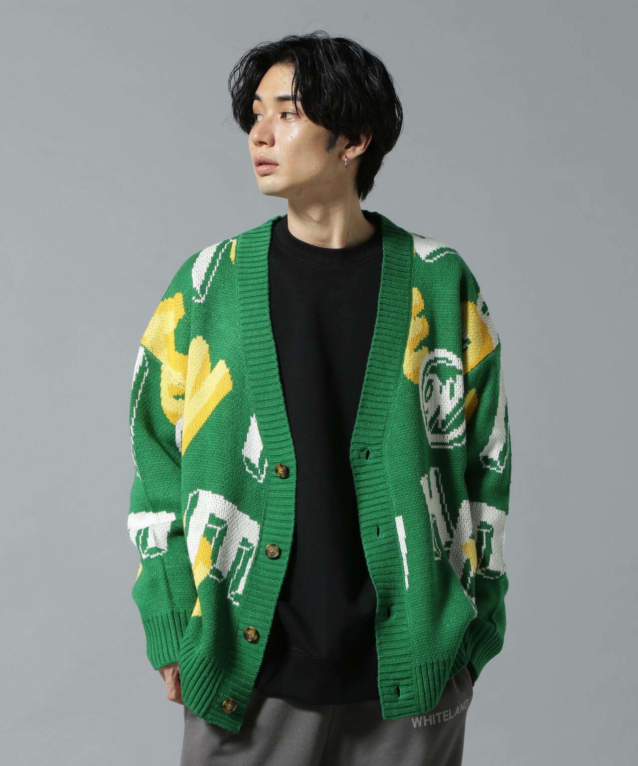 【WEB&DEPOT限定】WHITELAND/ホワイトランド/CARDIGAN/総柄カーディガン
