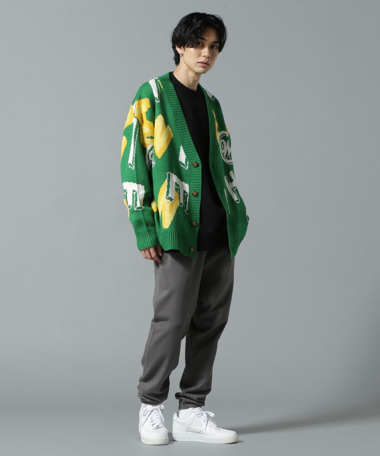 【WEB&DEPOT限定】WHITELAND/ホワイトランド/CARDIGAN/総柄カーディガン