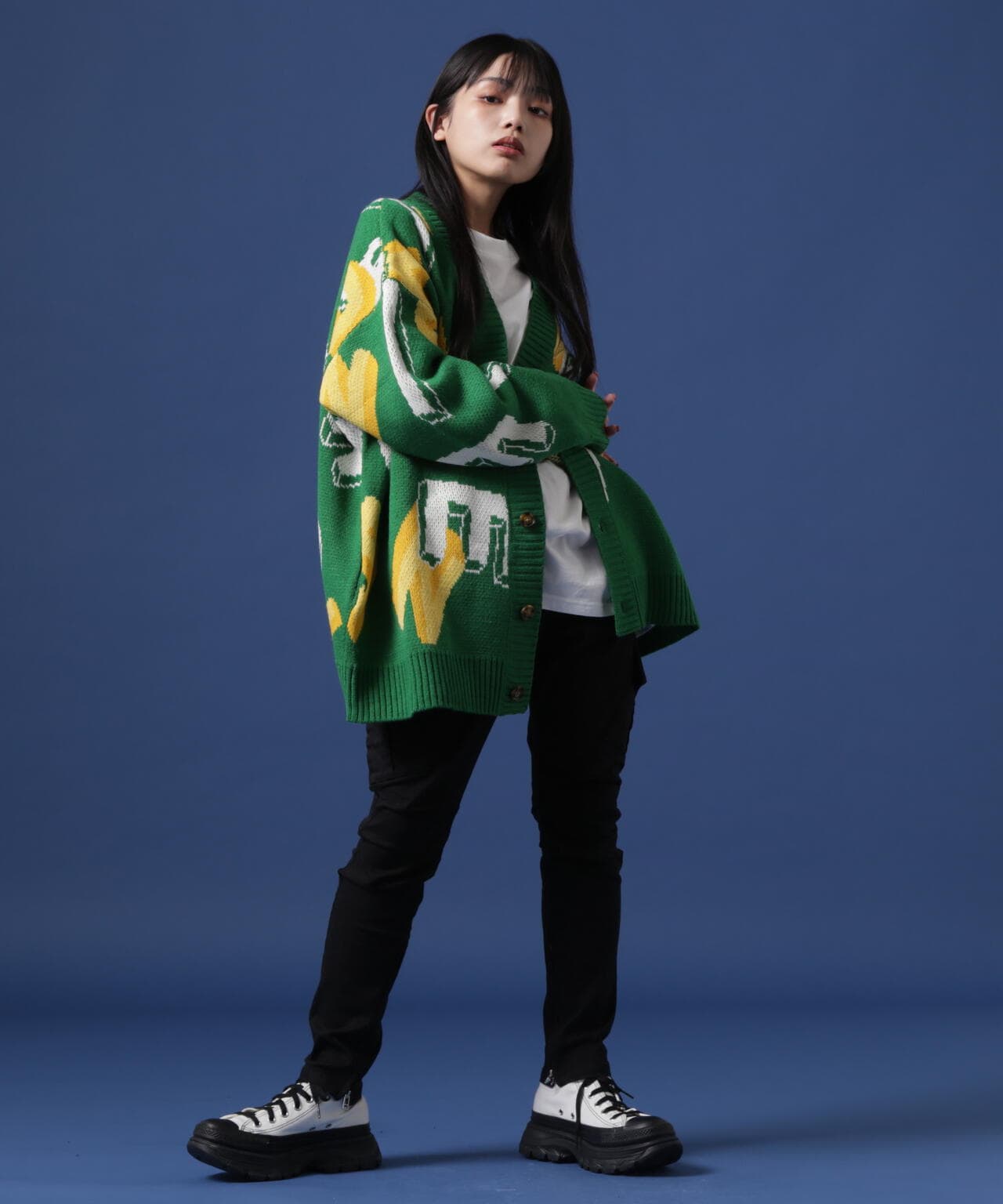 【WEB&DEPOT限定】WHITELAND/ホワイトランド/CARDIGAN/総柄カーディガン