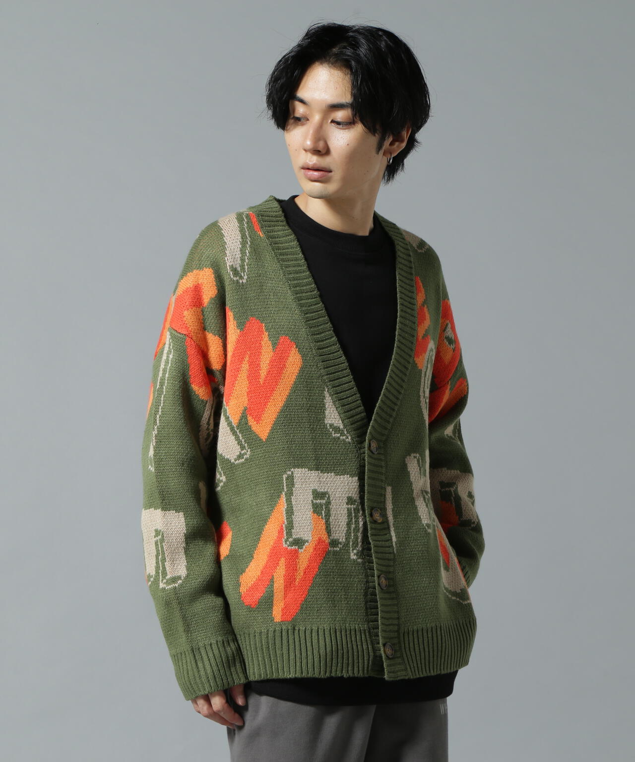 【WEB&DEPOT限定】WHITELAND/ホワイトランド/CARDIGAN/総柄カーディガン
