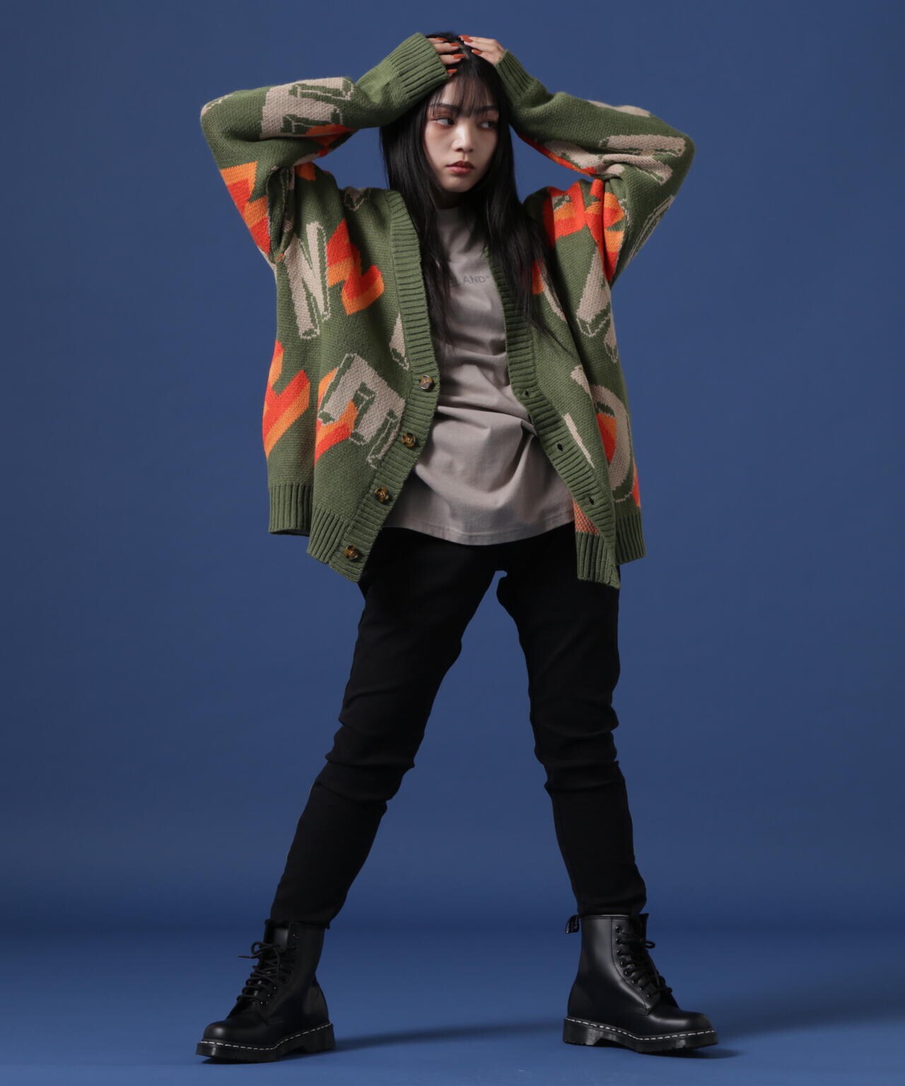 【WEB&DEPOT限定】WHITELAND/ホワイトランド/CARDIGAN/総柄カーディガン