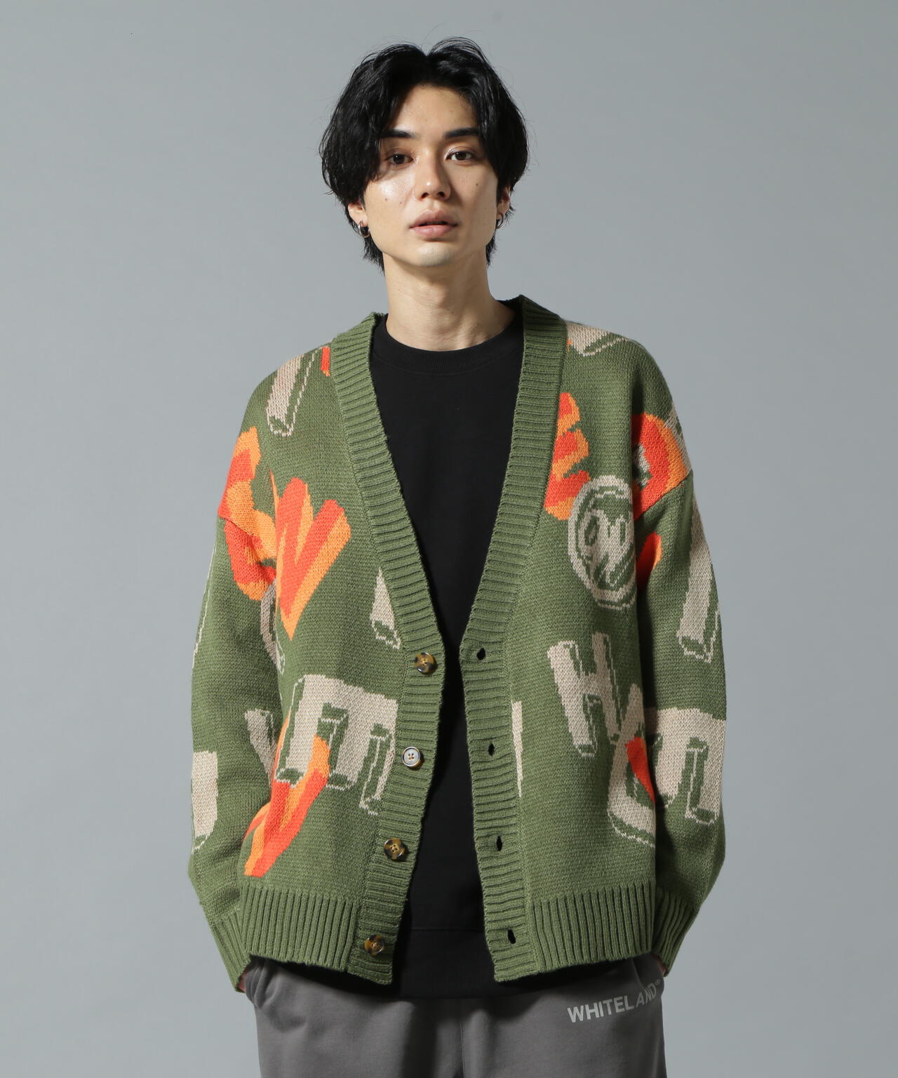 【WEB&DEPOT限定】WHITELAND/ホワイトランド/CARDIGAN/総柄カーディガン