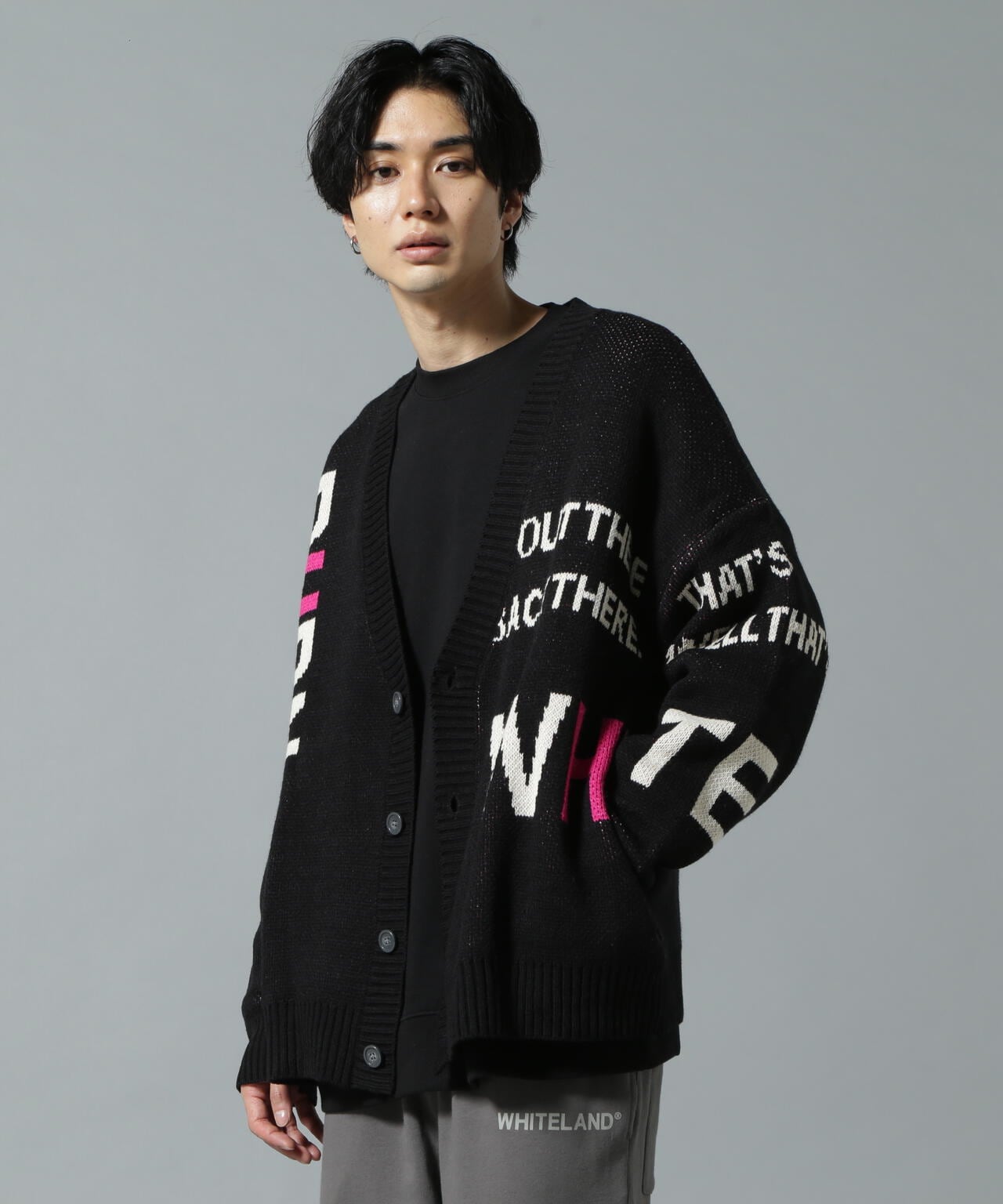 【WEB&DEPOT限定】WHITELAND/ホワイトランド/LOGO CARDIGAN