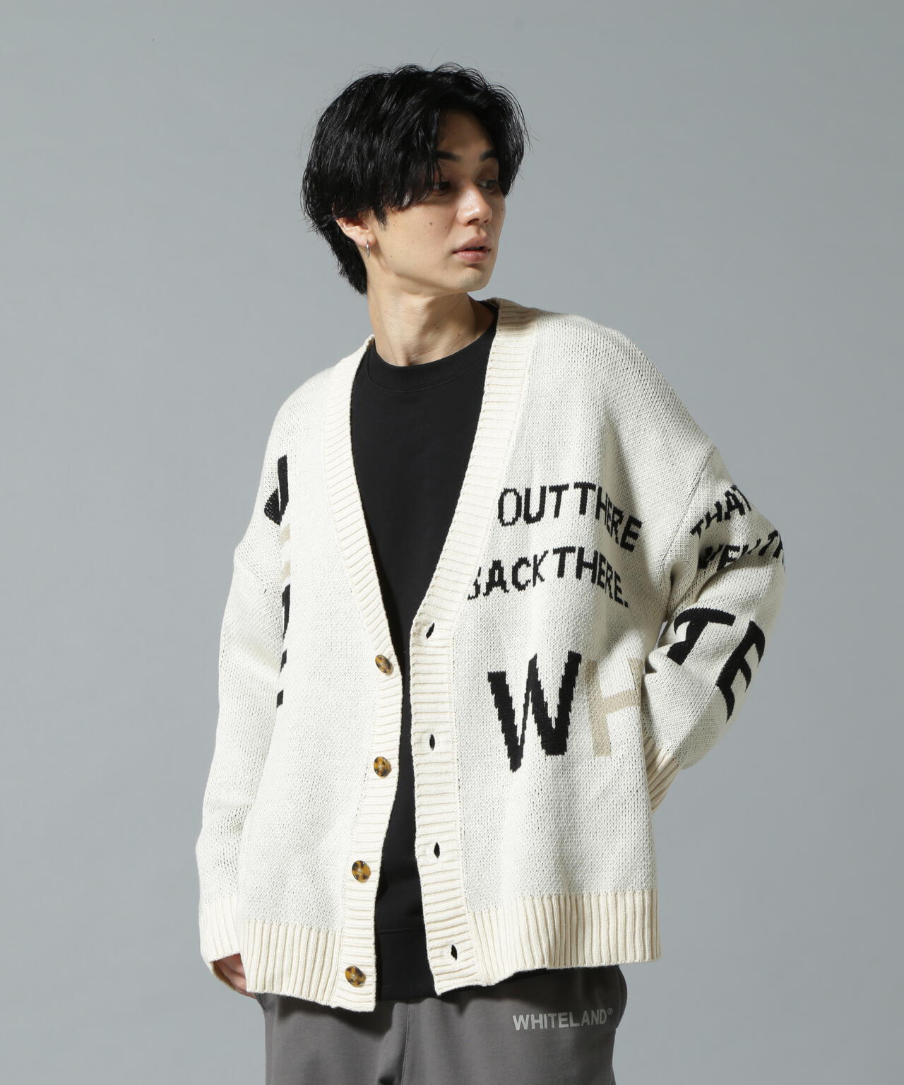 【WEB&DEPOT限定】WHITELAND/ホワイトランド/LOGO CARDIGAN
