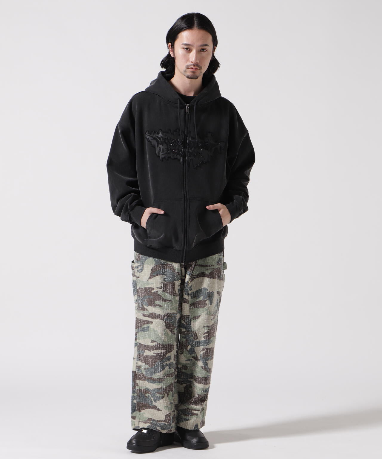 UNKNOWN LONDON/アンノウンロンドン/DAGGER PATCH ZIP HOODIE