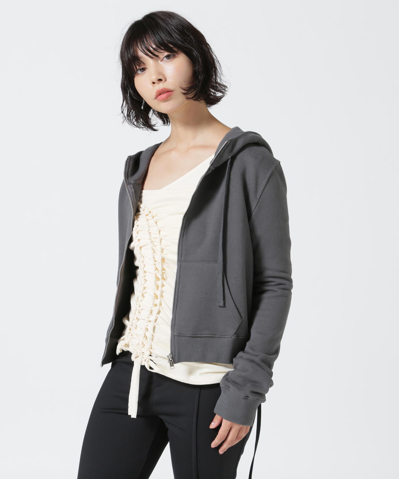 NACHE/ナチェ/CROPPED HOODIE ZIP-UP