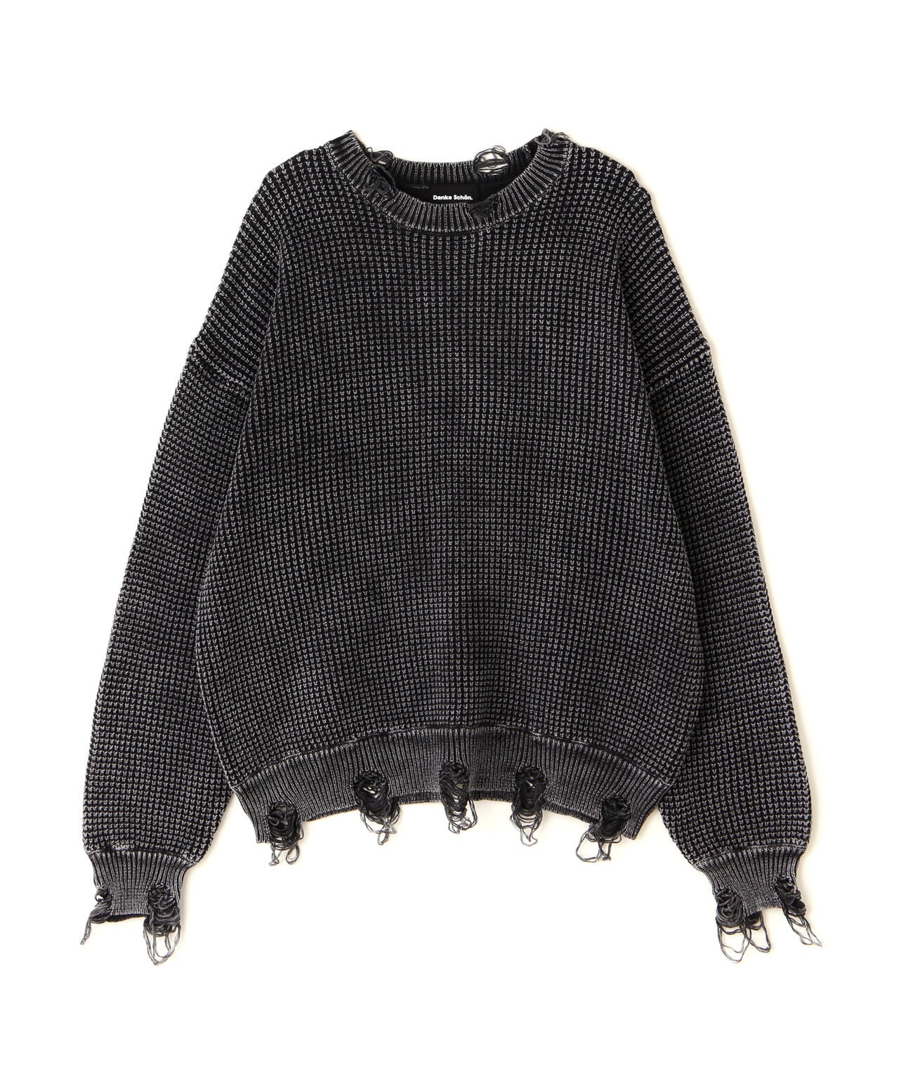 【WEB&DEPOT限定】Dankeschon/ダンケシェーン/PIGMENT STONEWASH DAMAGE AZE CREWNECK