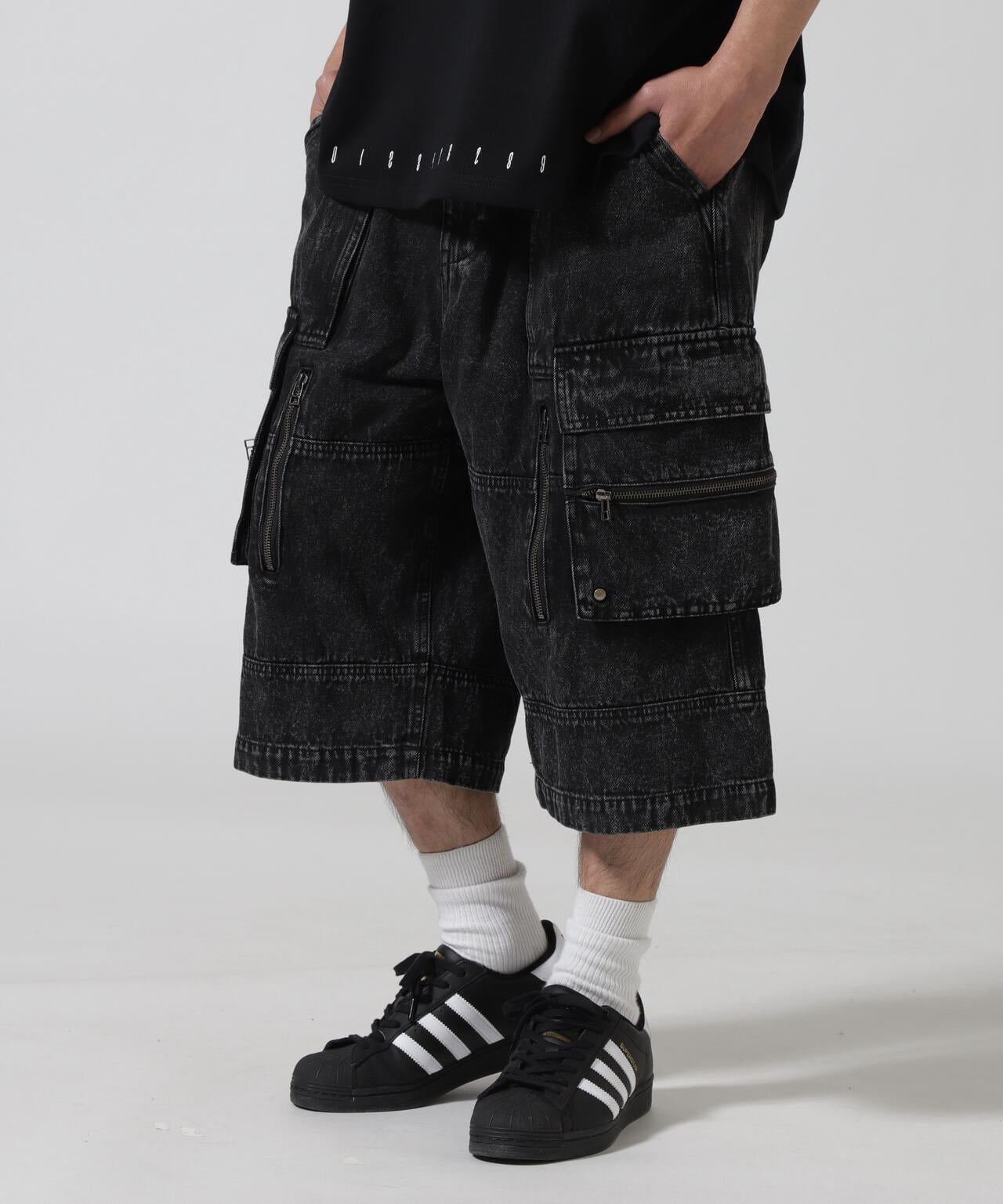 DankeSchon/ダンケシェーン/CHEMIBLEACH DENIM CARGO SHORTS