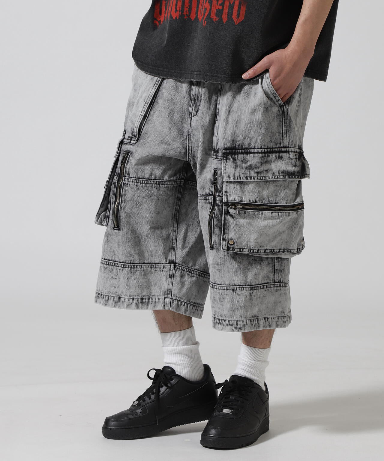 DankeSchon/ダンケシェーン/CHEMIBLEACH DENIM CARGO SHORTS