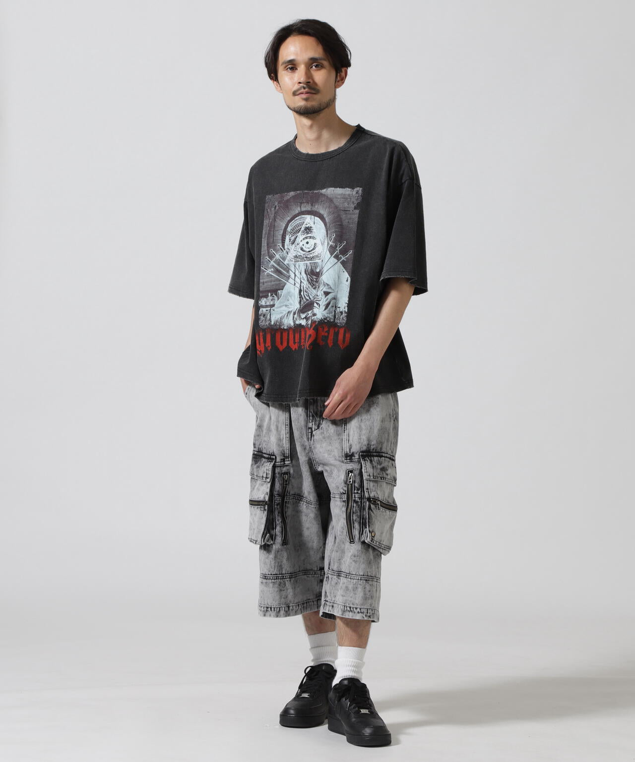 DankeSchon/ダンケシェーン/CHEMIBLEACH DENIM CARGO SHORTS