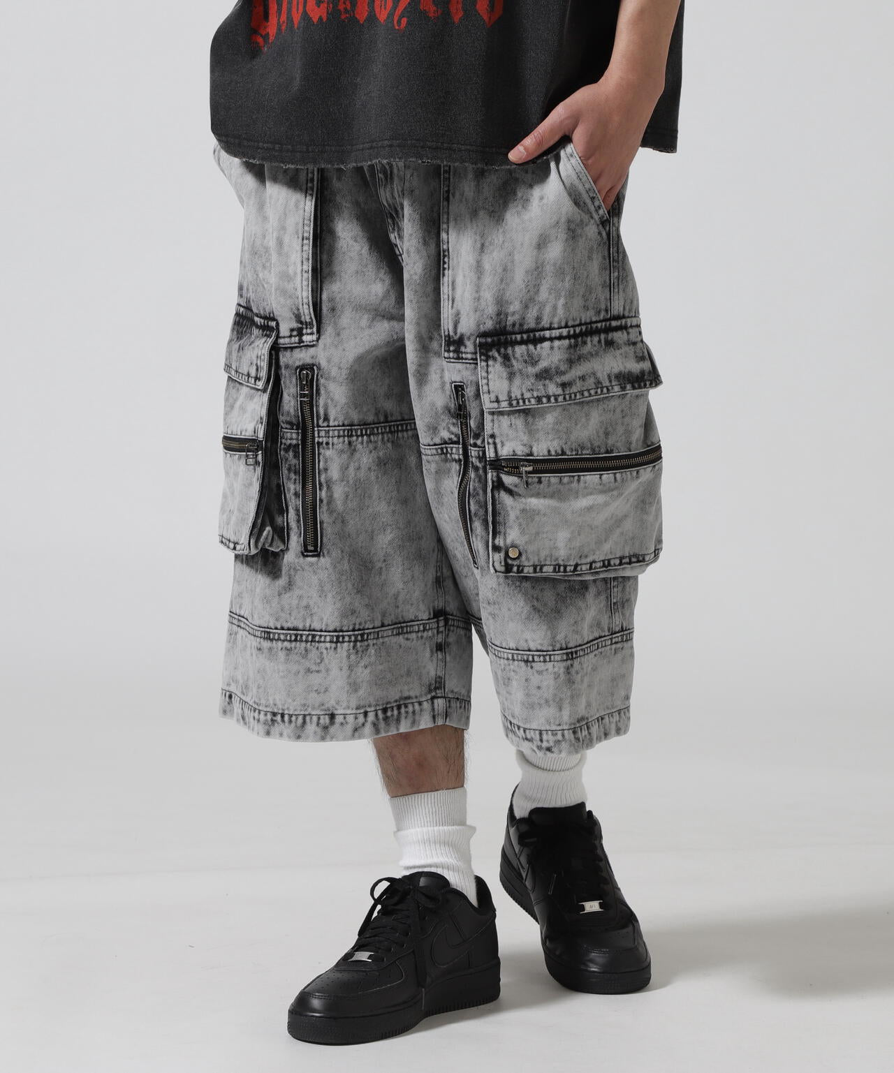 DankeSchon/ダンケシェーン/CHEMIBLEACH DENIM CARGO SHORTS
