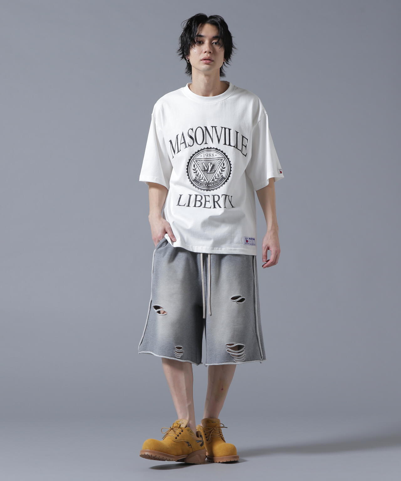 【WEB&DEPOT限定】DankeSchon/ダンケシェーン/DAMEGE SWEAT SHORTS