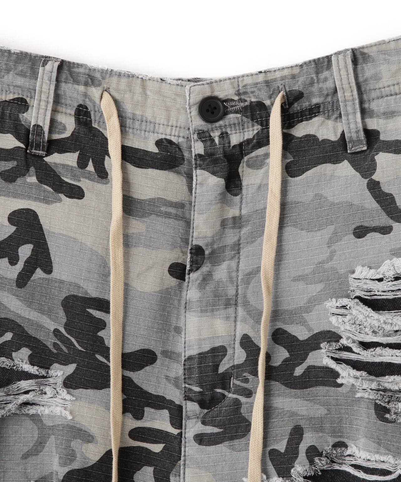 DankeSchon/ダンケシェーン/LAYER RIPSTOP CAMO & DENIM SHORTS
