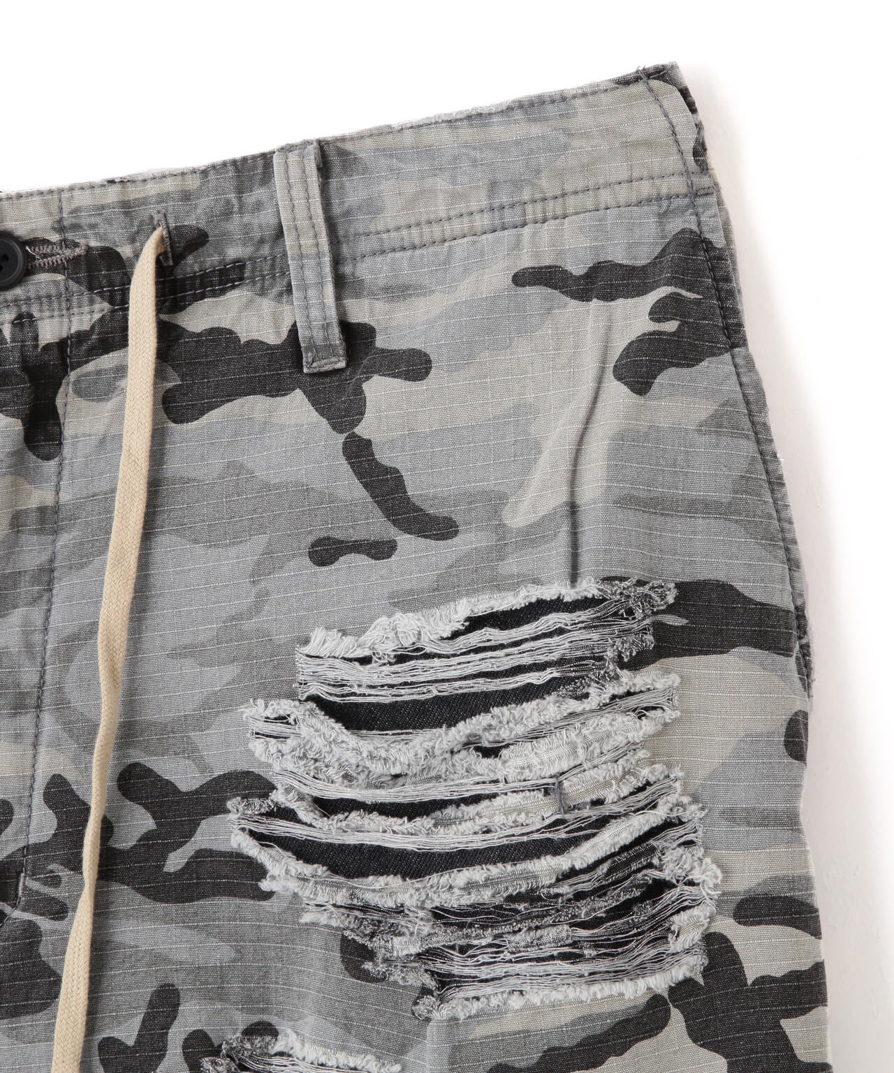 DankeSchon/ダンケシェーン/LAYER RIPSTOP CAMO & DENIM SHORTS