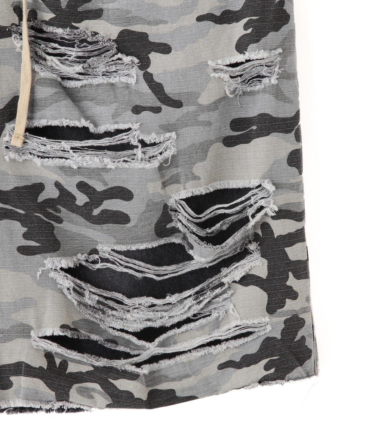 DankeSchon/ダンケシェーン/LAYER RIPSTOP CAMO & DENIM SHORTS