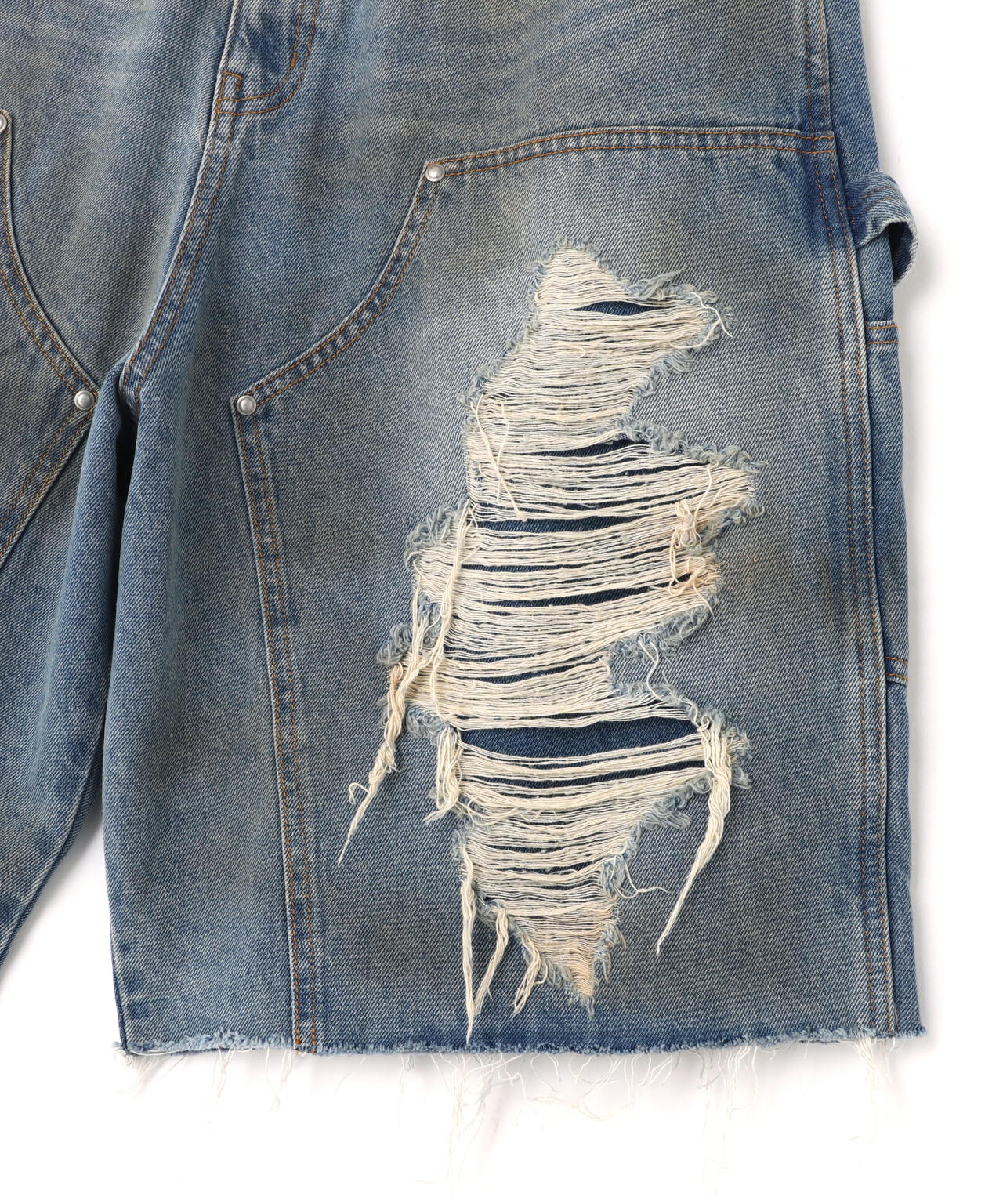 WHITELAND/ホワイトランド/DENIM DOUBLE KNEE SHORT PANT