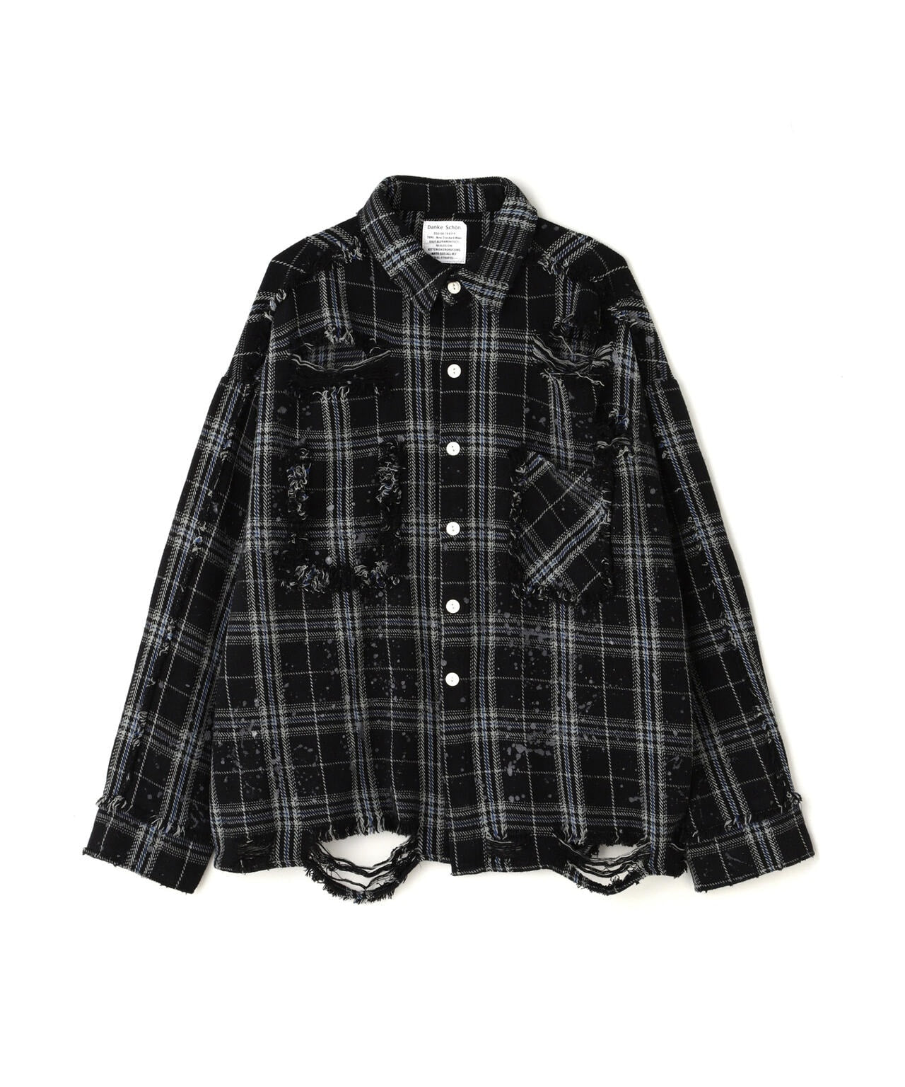 DankeSchon/ダンケシェーン/PIGMENT DAMAGE FLANNEL CHECK LONG SLEEVE SHIRTS