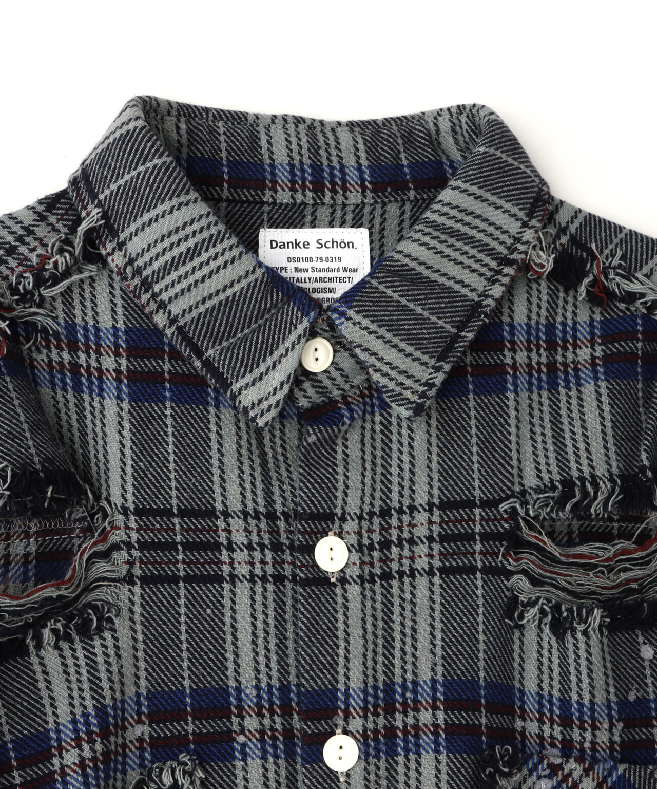 DankeSchon/ダンケシェーン/PIGMENT DAMAGE FLANNEL CHECK LONG SLEEVE SHIRTS
