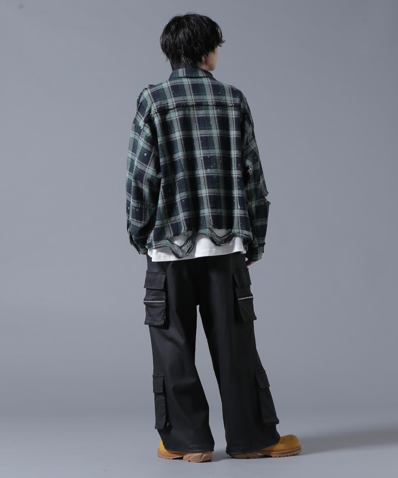 DankeSchon/ダンケシェーン/PIGMENT DAMAGE FLANNEL CHECK LONG SLEEVE SHIRTS